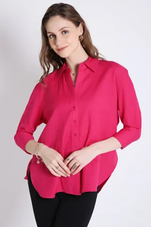 3/4th Sleeve Oversized Pink Formal Shirt French Theory