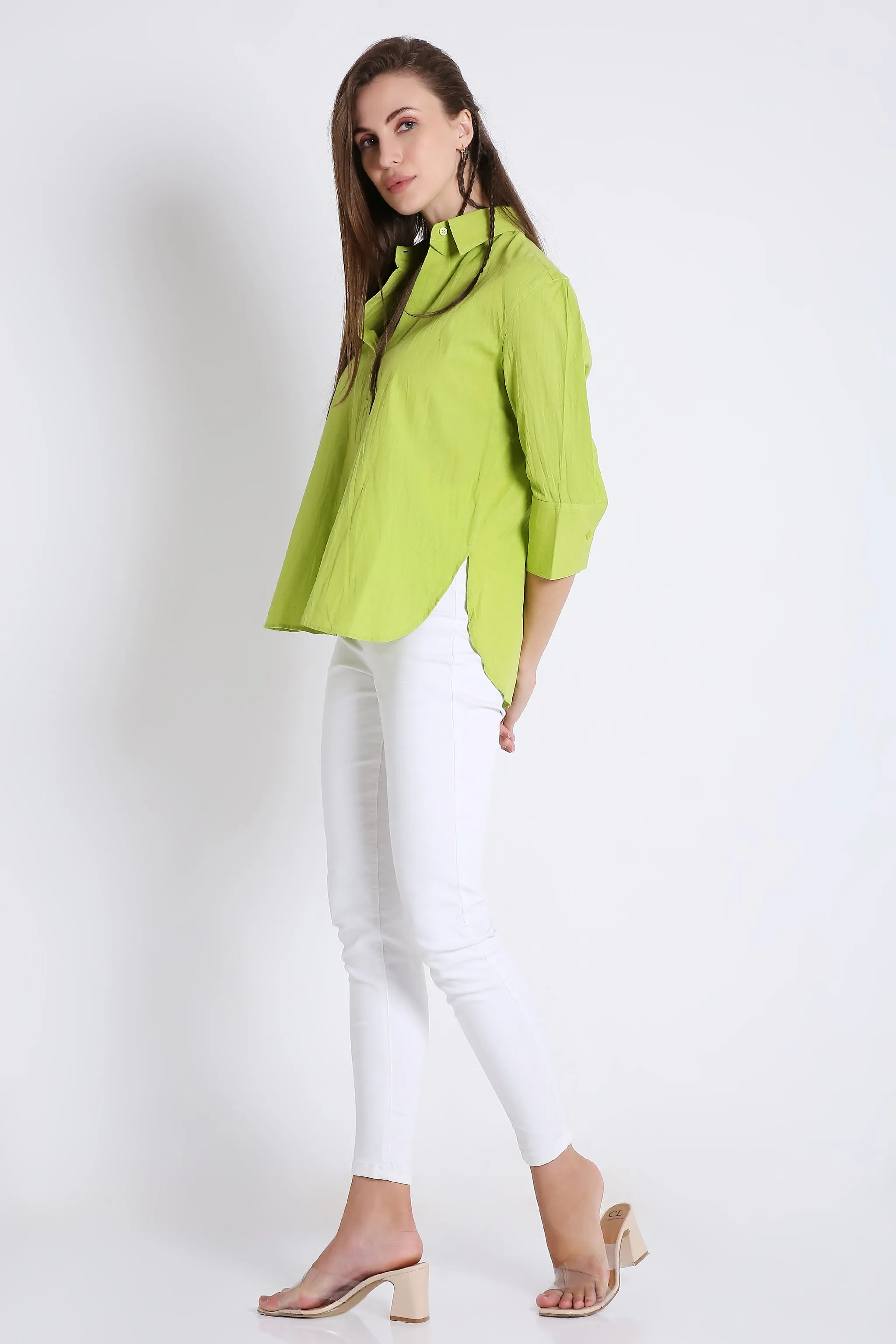 3/4th Sleeve Oversized Pink Formal Shirt French Theory