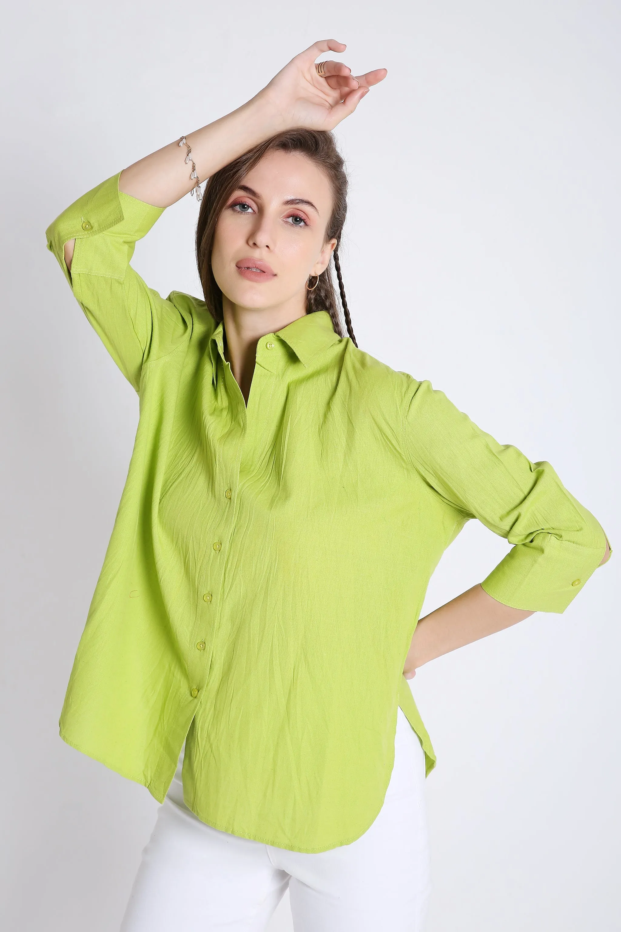 3/4th Sleeve Oversized Pink Formal Shirt French Theory