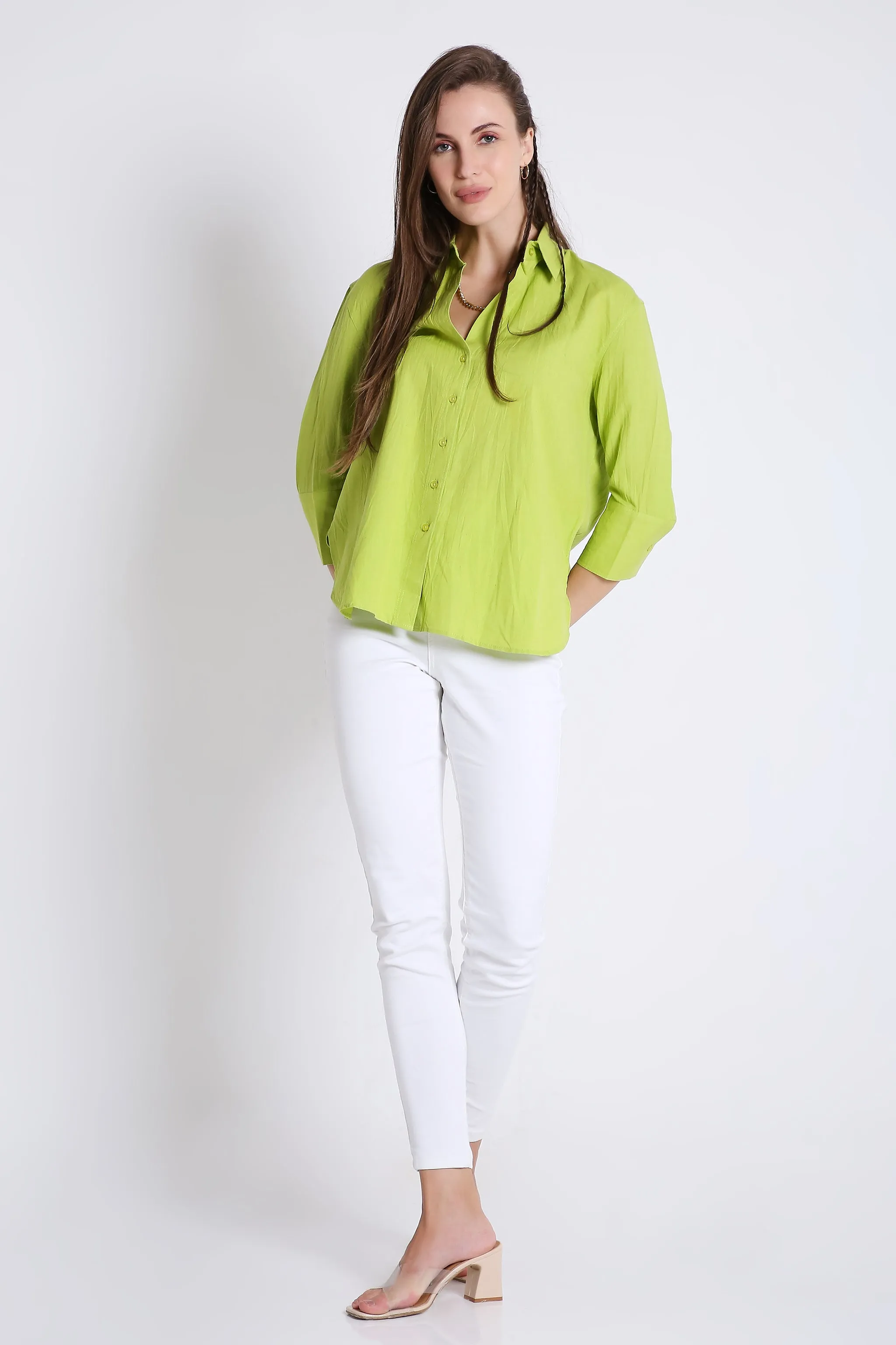 3/4th Sleeve Oversized Pink Formal Shirt French Theory