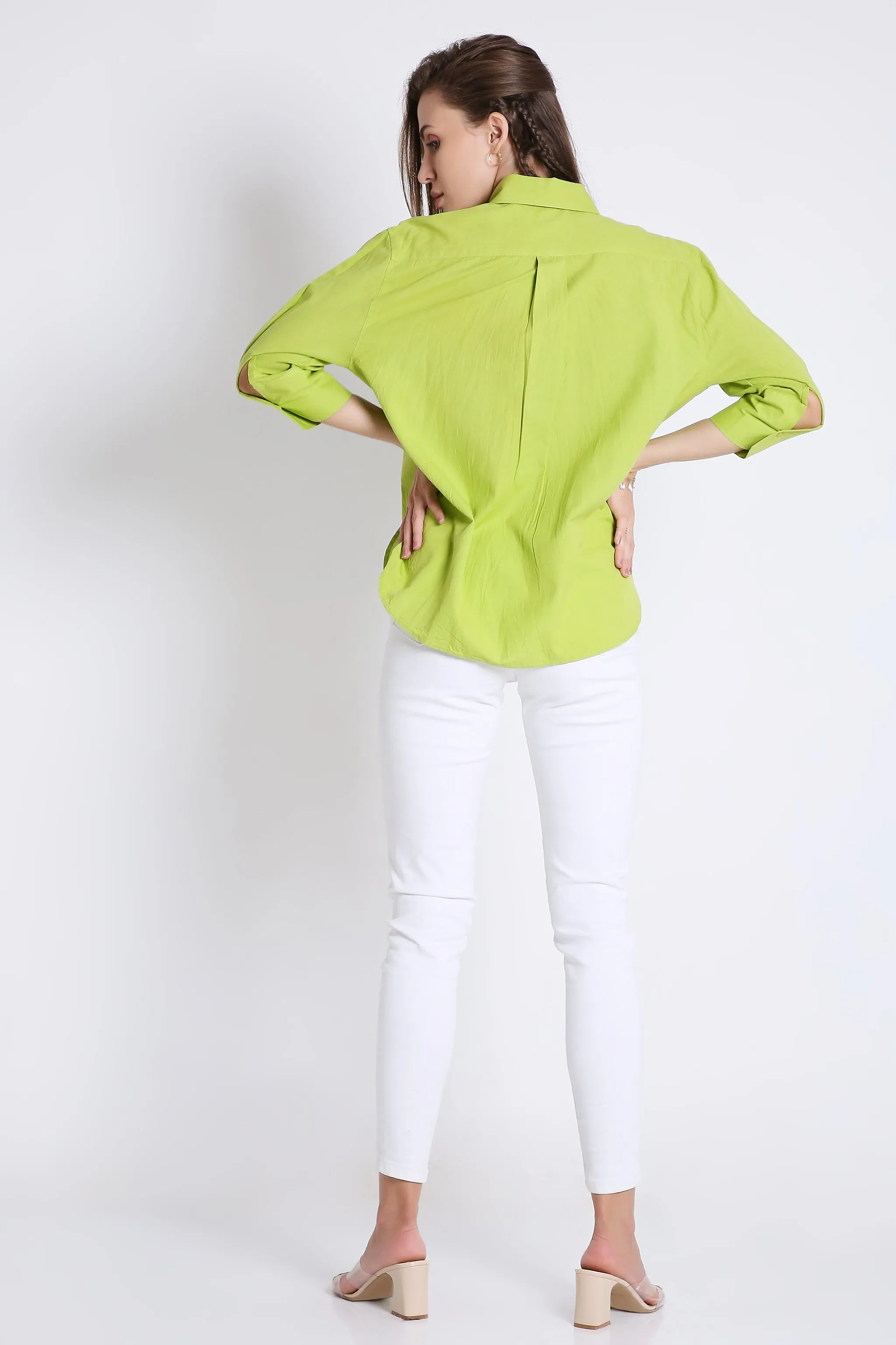 3/4th Sleeve Oversized Pink Formal Shirt French Theory