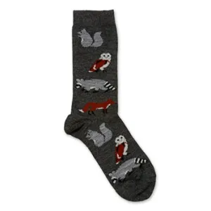 Alpaca Bamboo Blend Woodland Critter Sock - Graphite