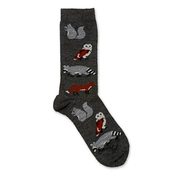 Alpaca Bamboo Blend Woodland Critter Sock - Graphite