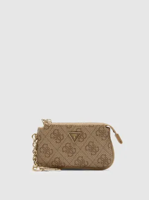 Beige Logo Purse Keyring Guess