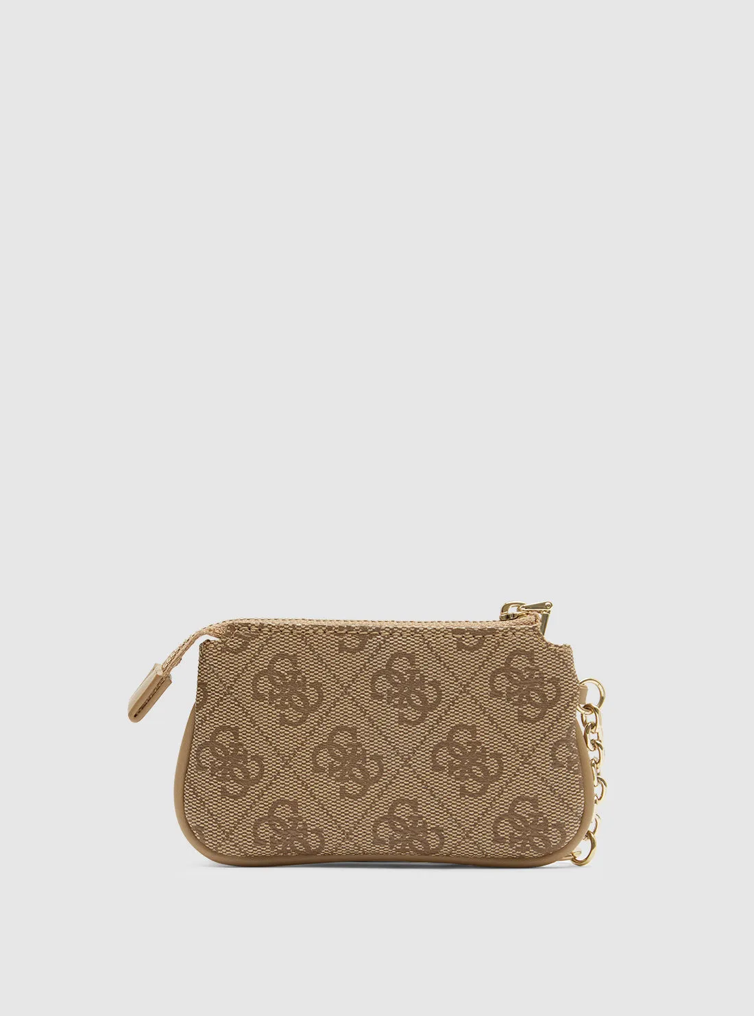 Beige Logo Purse Keyring Guess