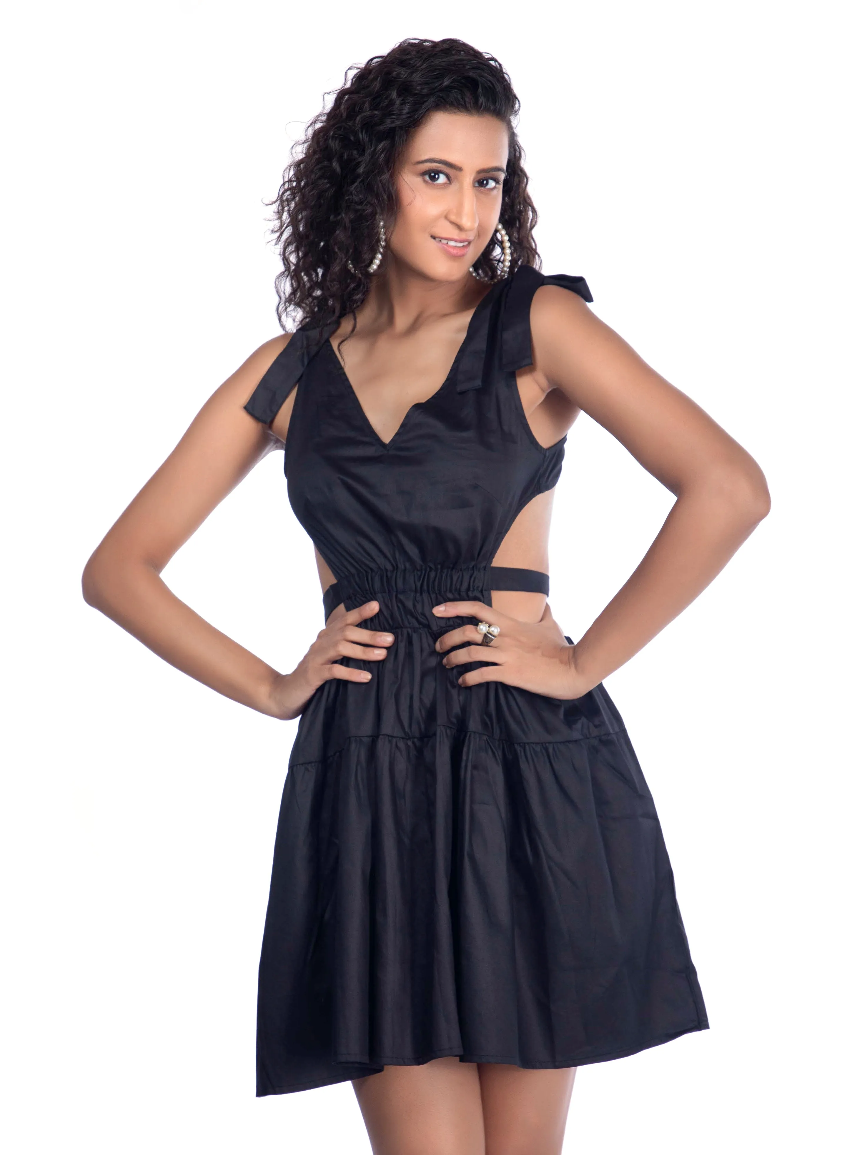 Black Backless Satin Dress French Theory