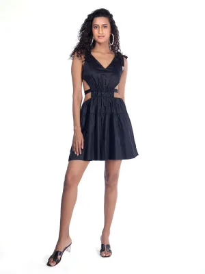 Black Backless Satin Dress French Theory