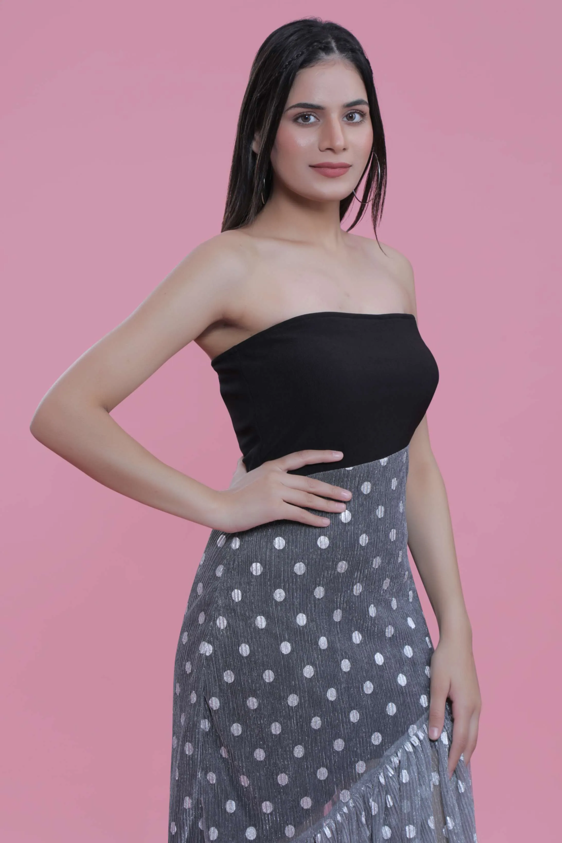 Black Jacquard A-Line Tube Dress French Theory