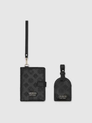 Black Logo Passport Organiser and Luggage Tag Guess