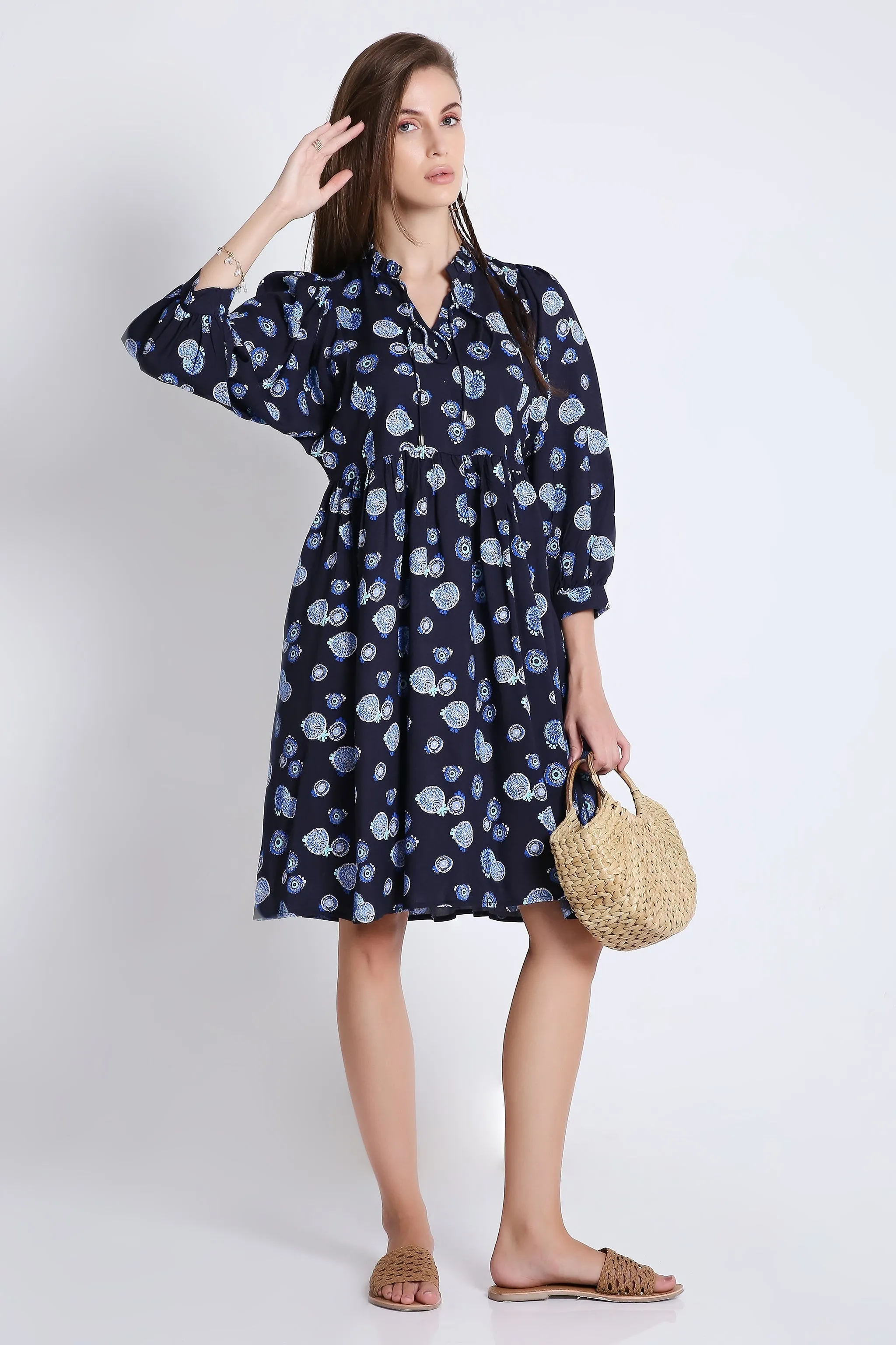 Black Short Dress with Batwing Sleeve (Without Belt) French Theory