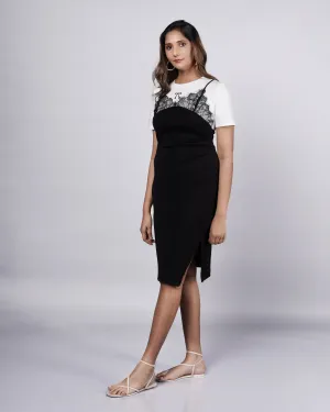 Black Slip Dress With White T-shirt French Theory
