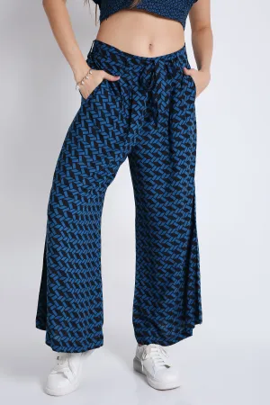 Blue Printed Flared Pants French Theory