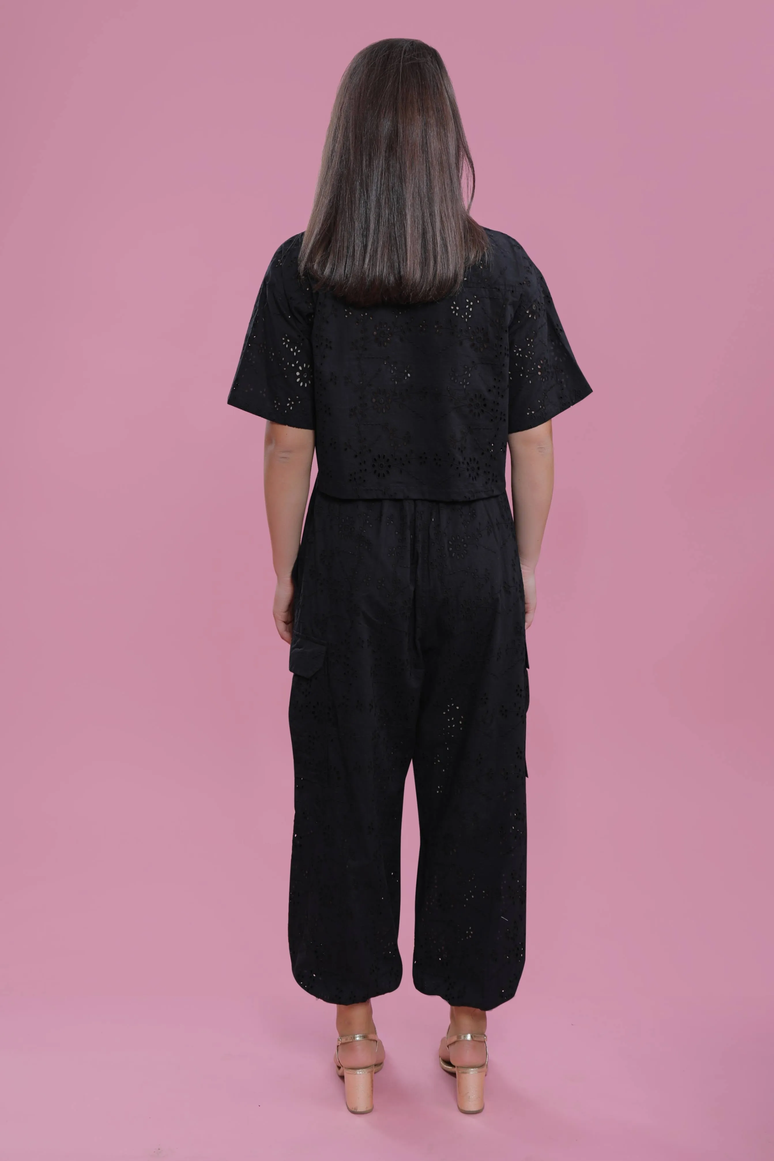 Boxy Fit Schiffli Short Sleeve Crop Shirt French Theory