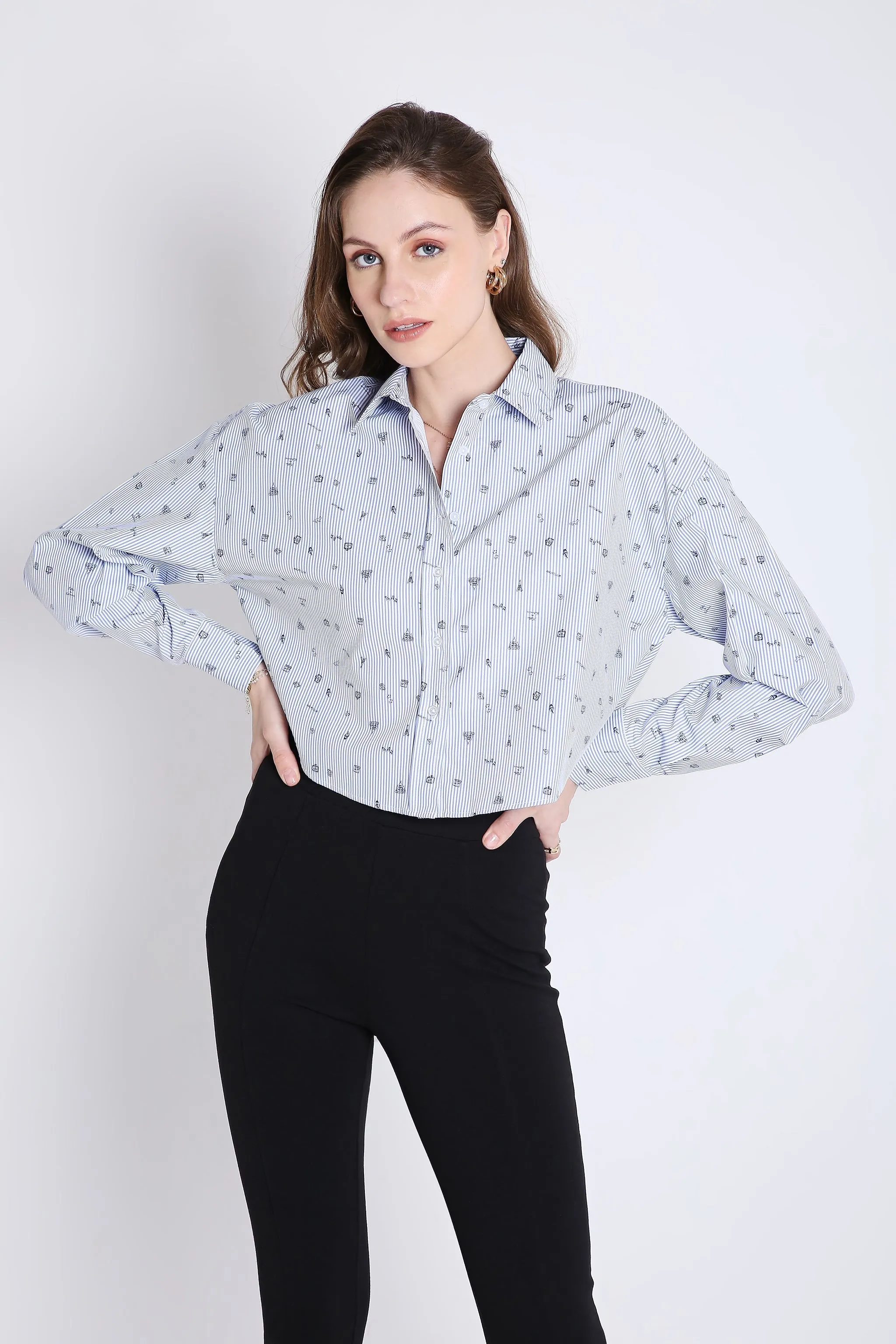 Boxy Fit White Crop Shirt French Theory