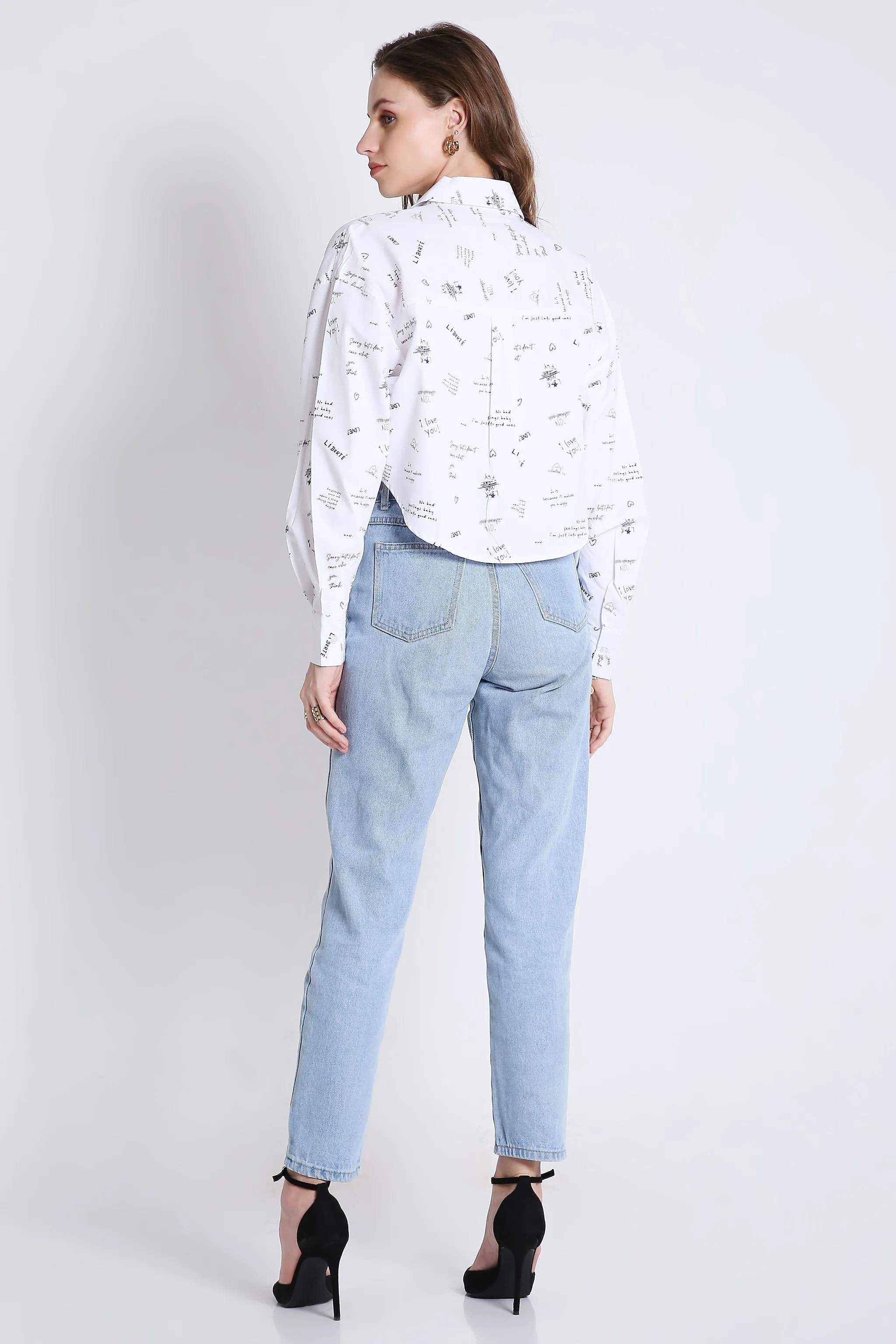 Boxy Fit White Crop Shirt French Theory