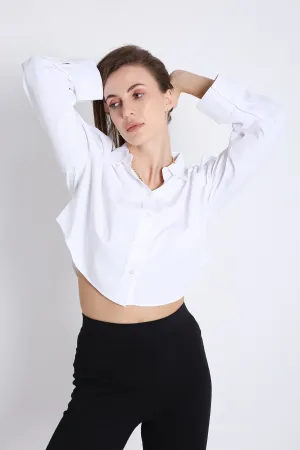 Boxy Fit White Crop Shirt French Theory