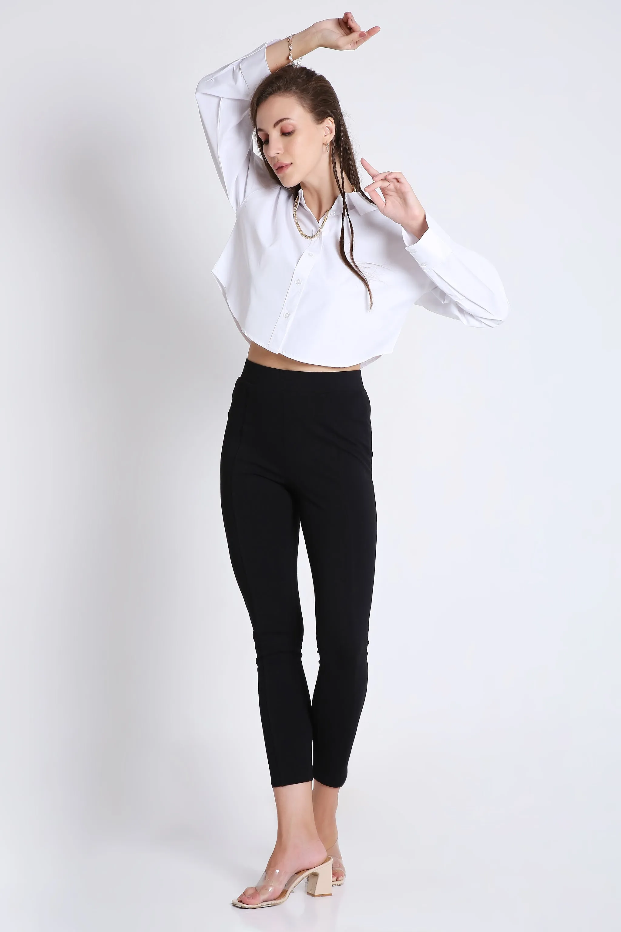 Boxy Fit White Crop Shirt French Theory