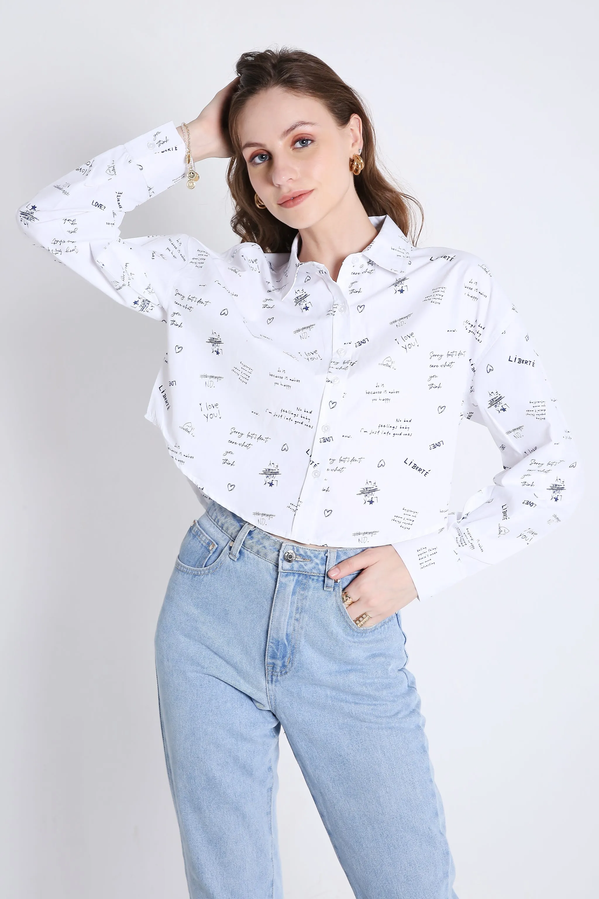 Boxy Fit White Crop Shirt French Theory