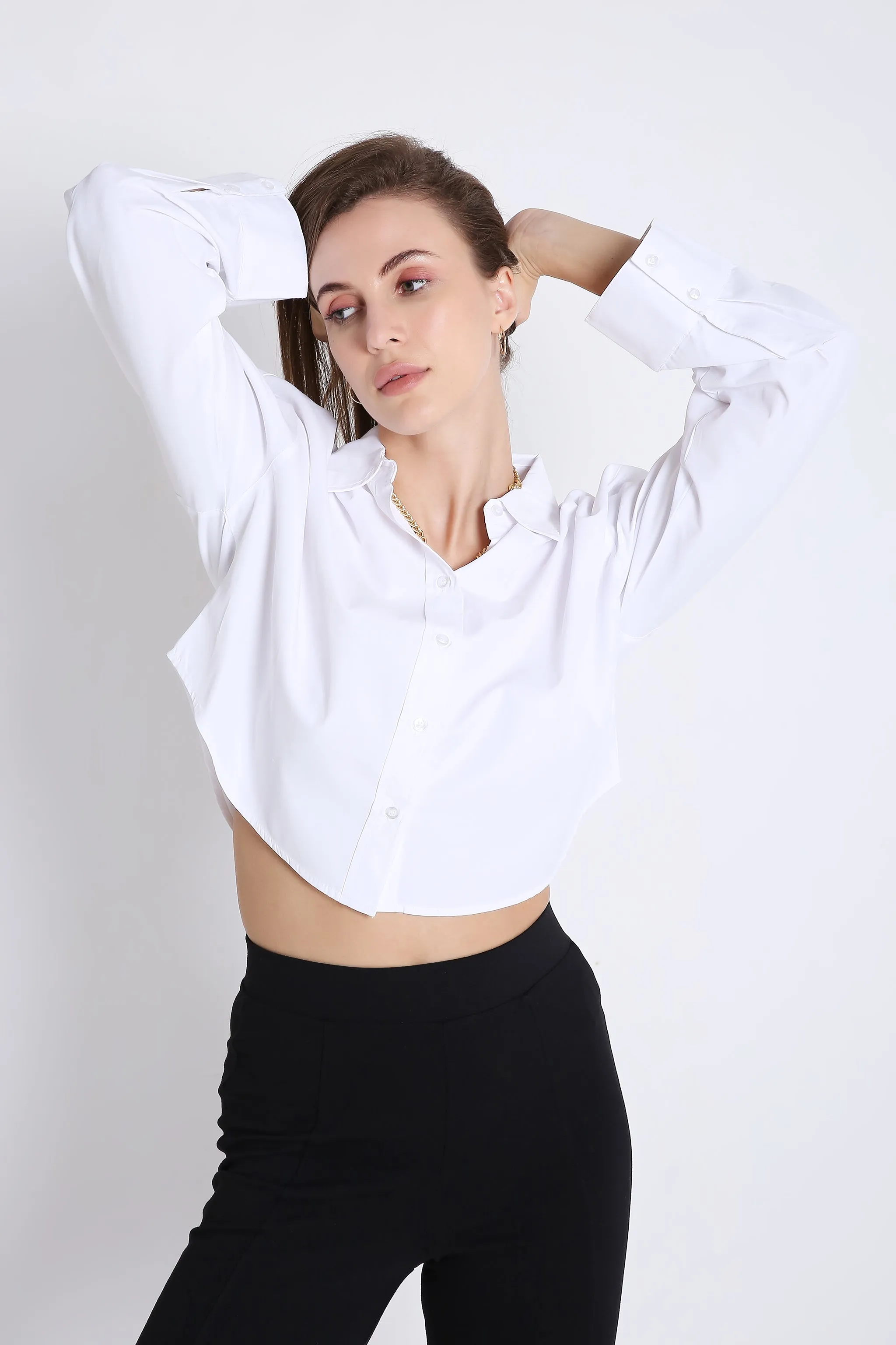 Boxy Fit White Crop Shirt French Theory