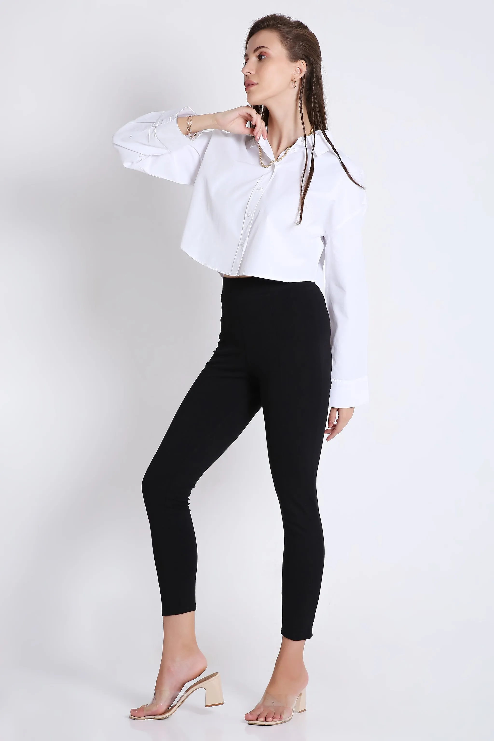 Boxy Fit White Crop Shirt French Theory