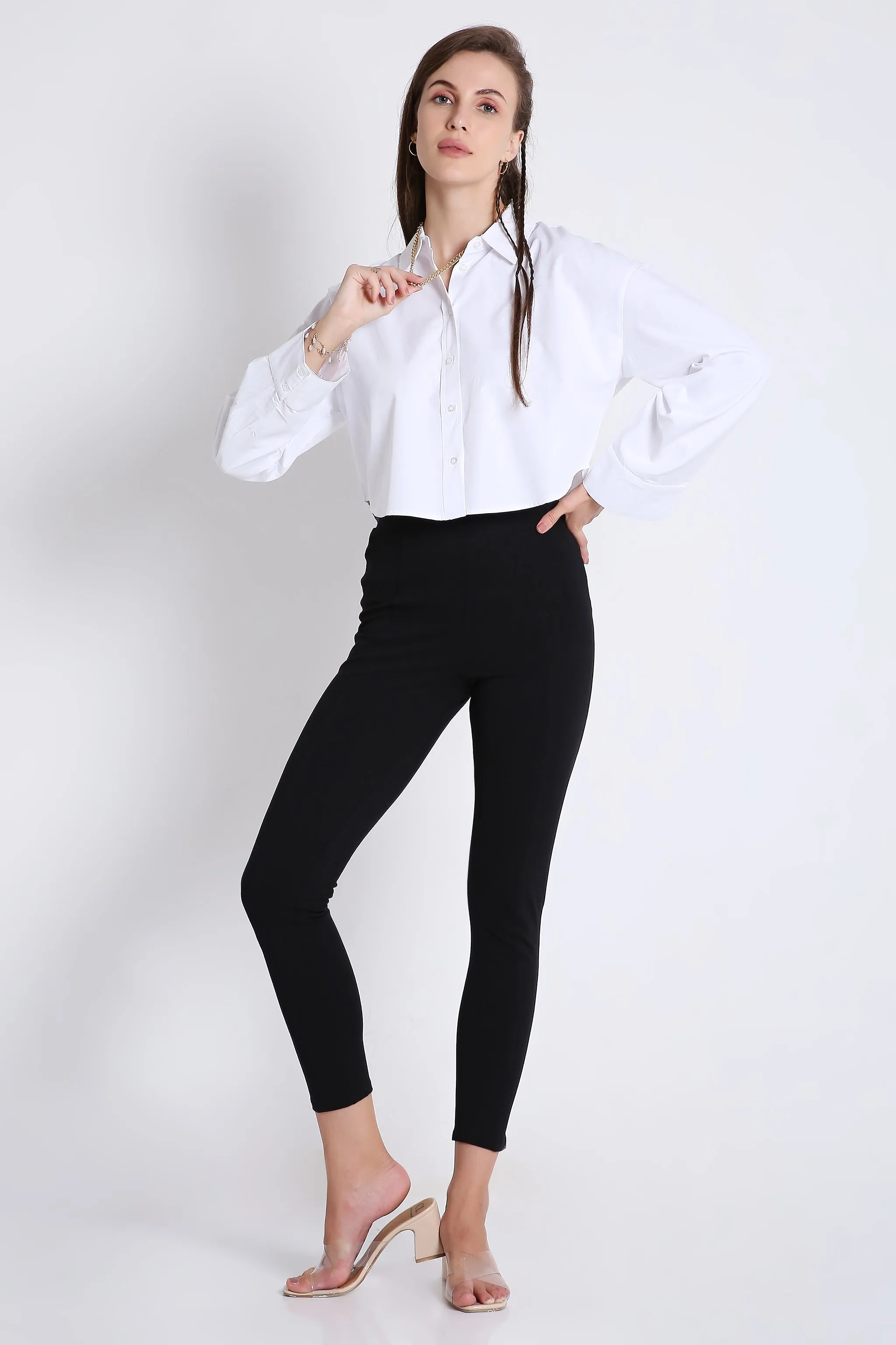 Boxy Fit White Crop Shirt French Theory