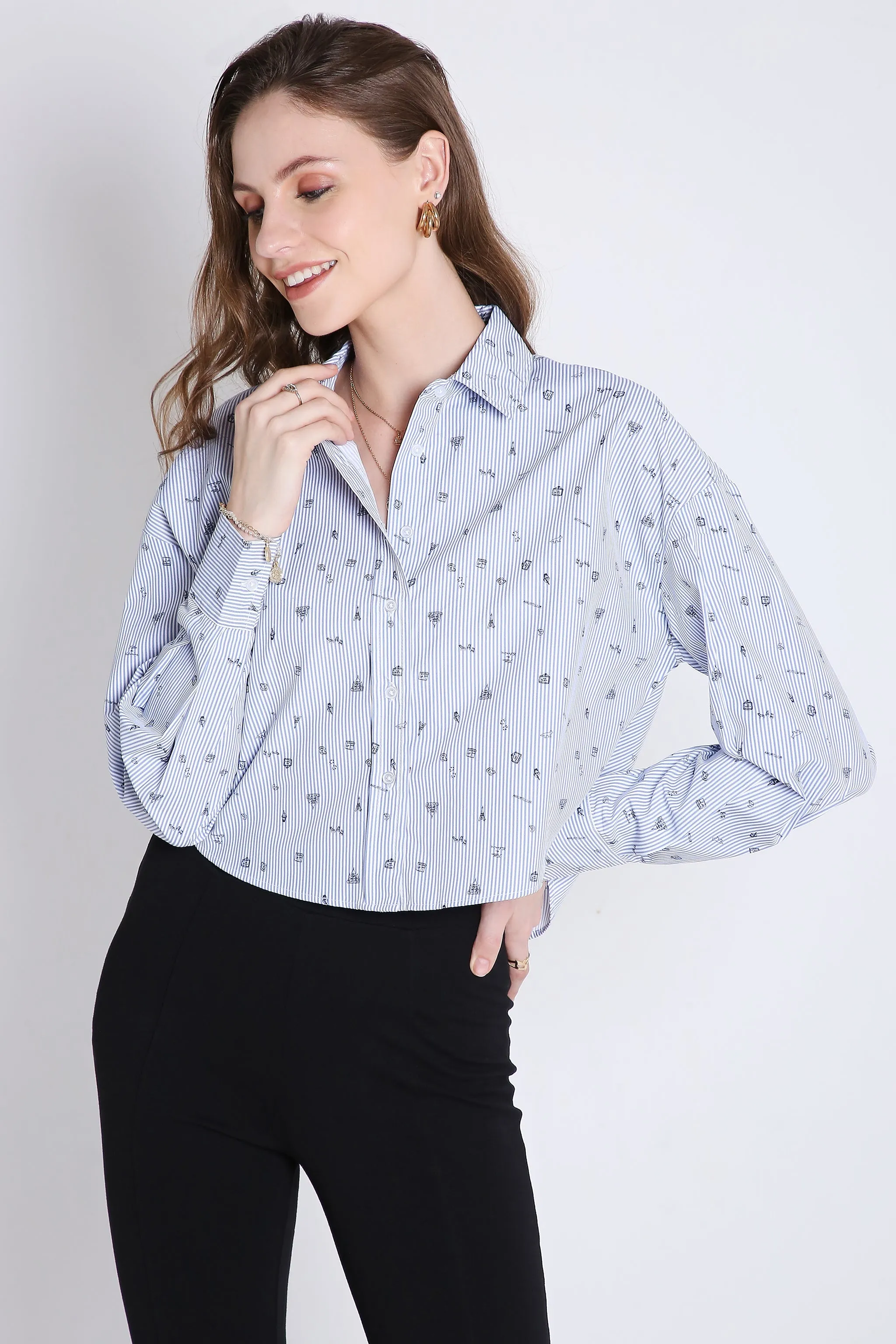Boxy Fit White Crop Shirt French Theory