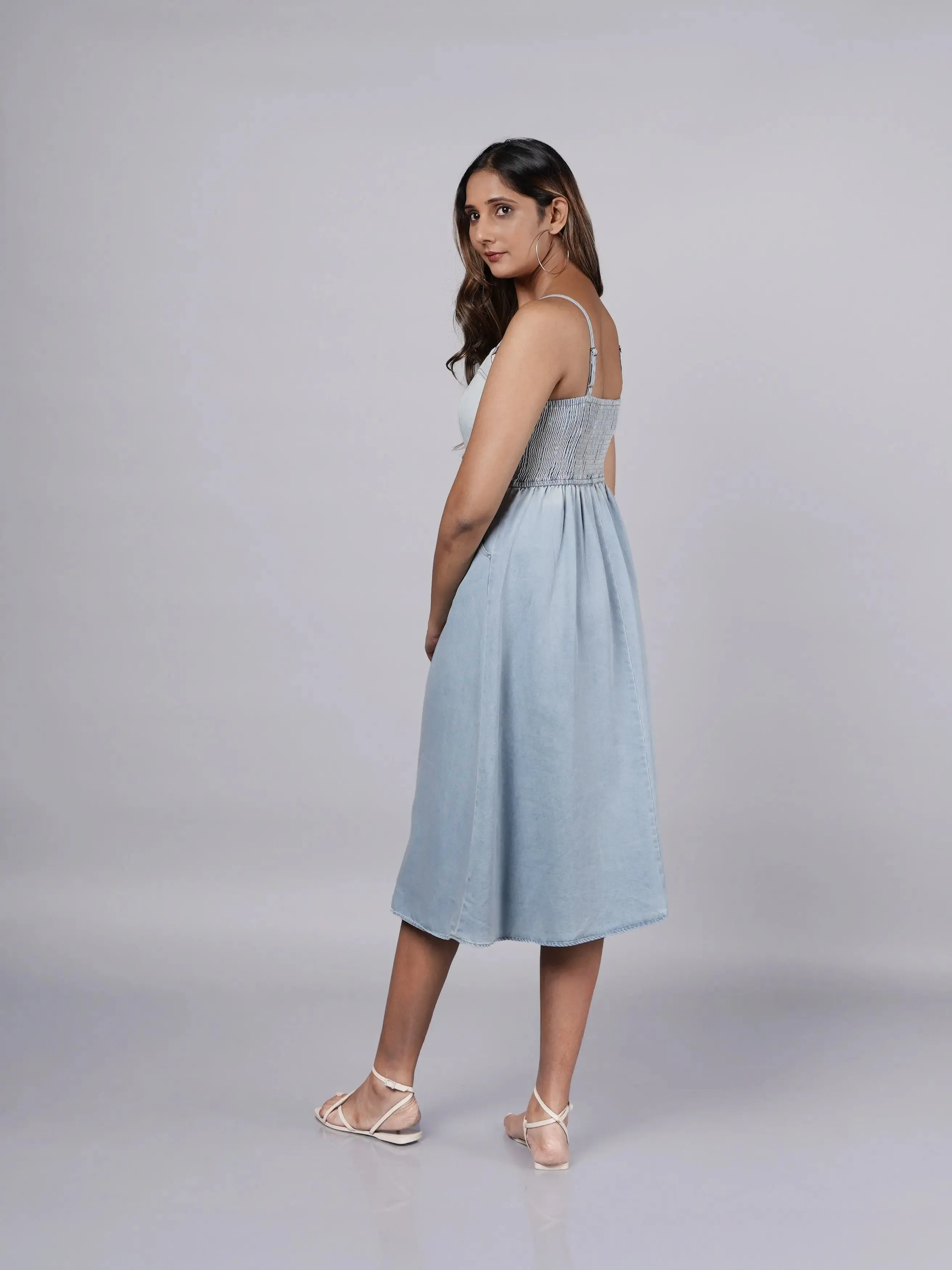 Breezy Light-Wash A-Line Denim Dress French Theory