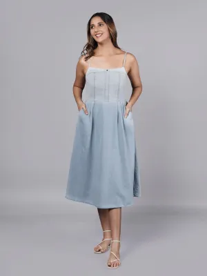 Breezy Light-Wash A-Line Denim Dress French Theory