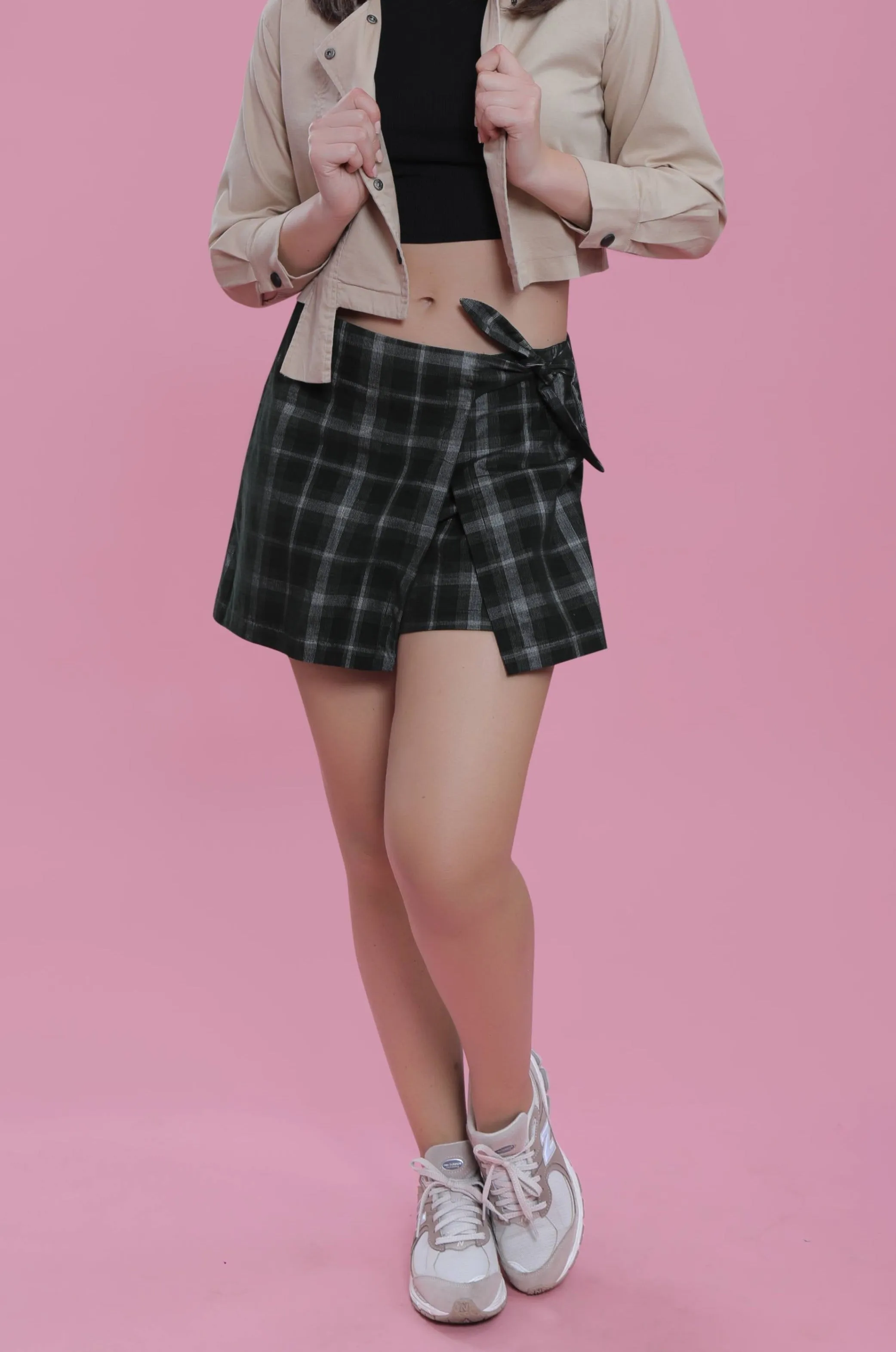 Checkered Wrap Skirt French Theory