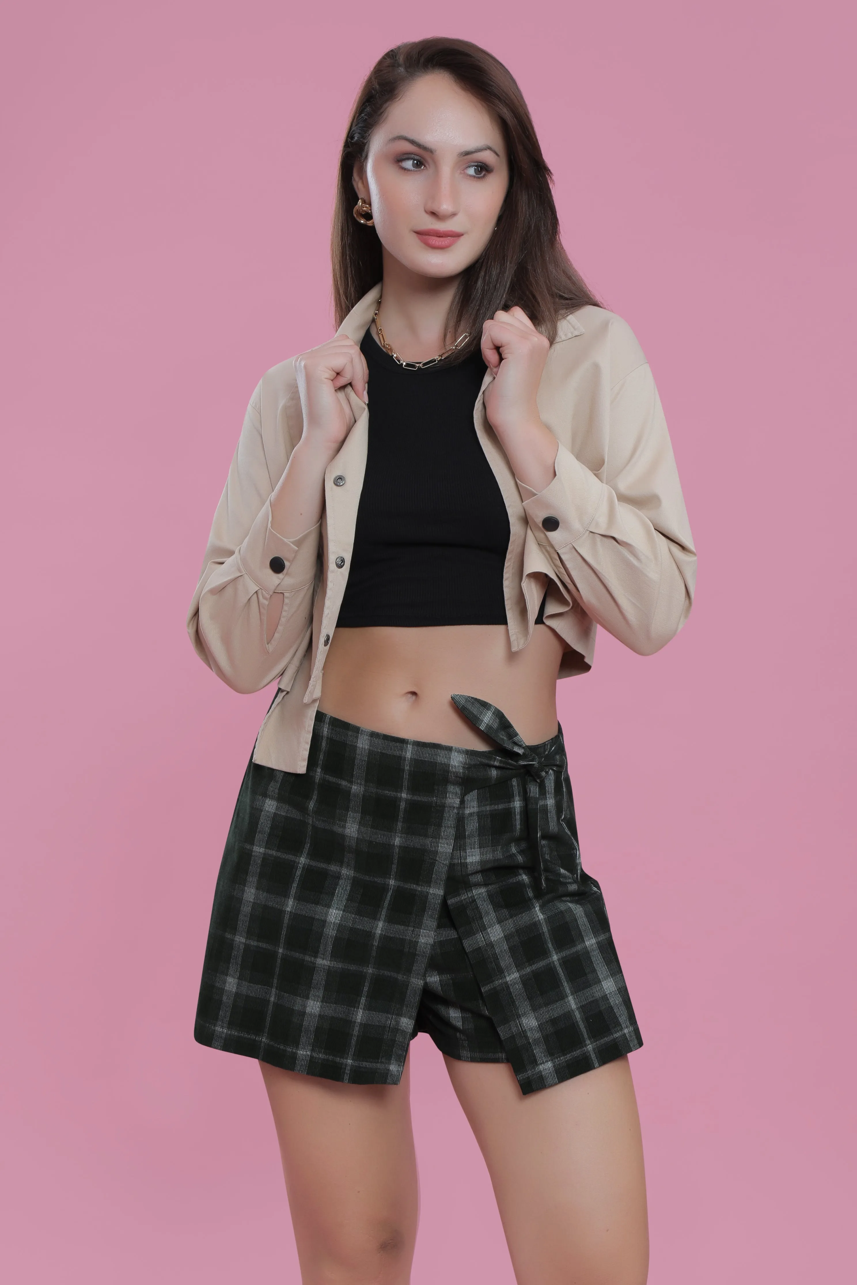 Checkered Wrap Skirt French Theory