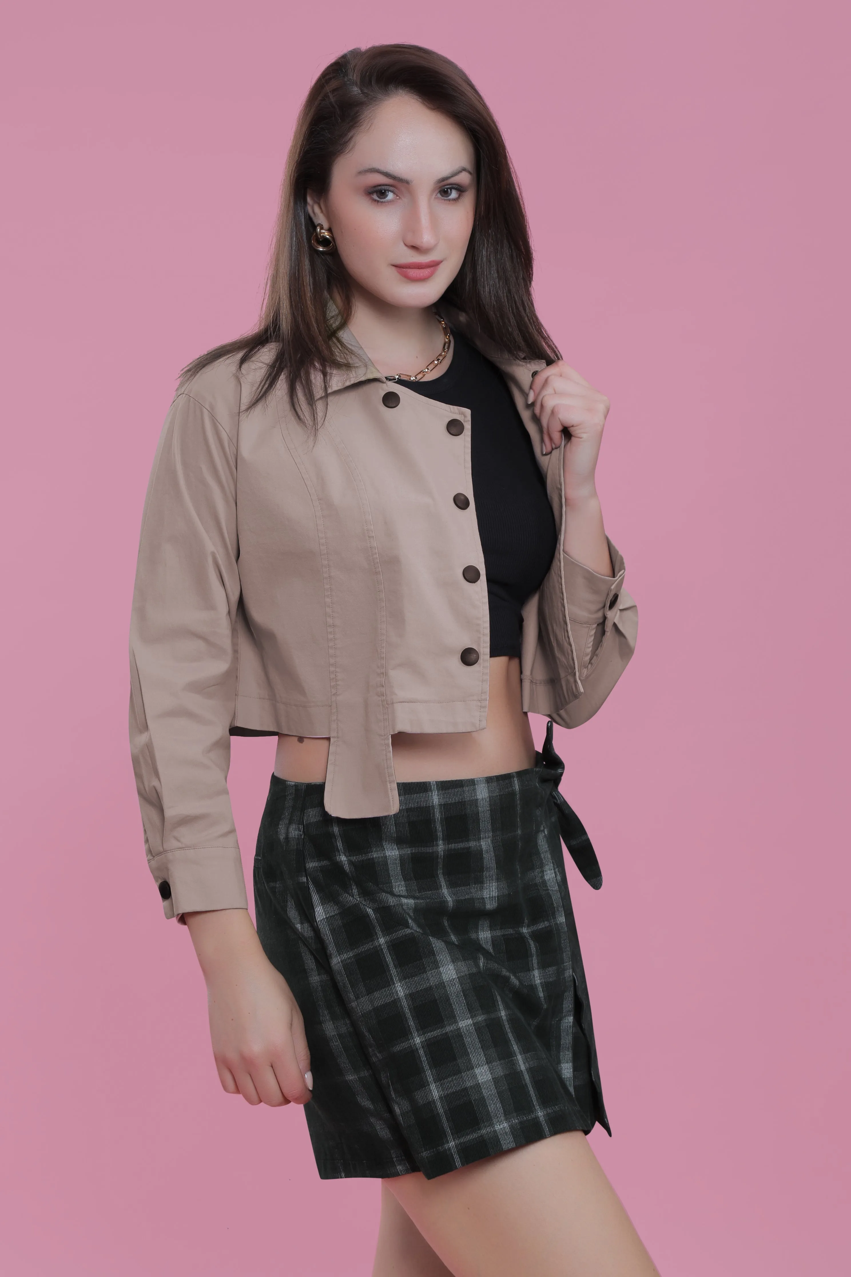 Checkered Wrap Skirt French Theory