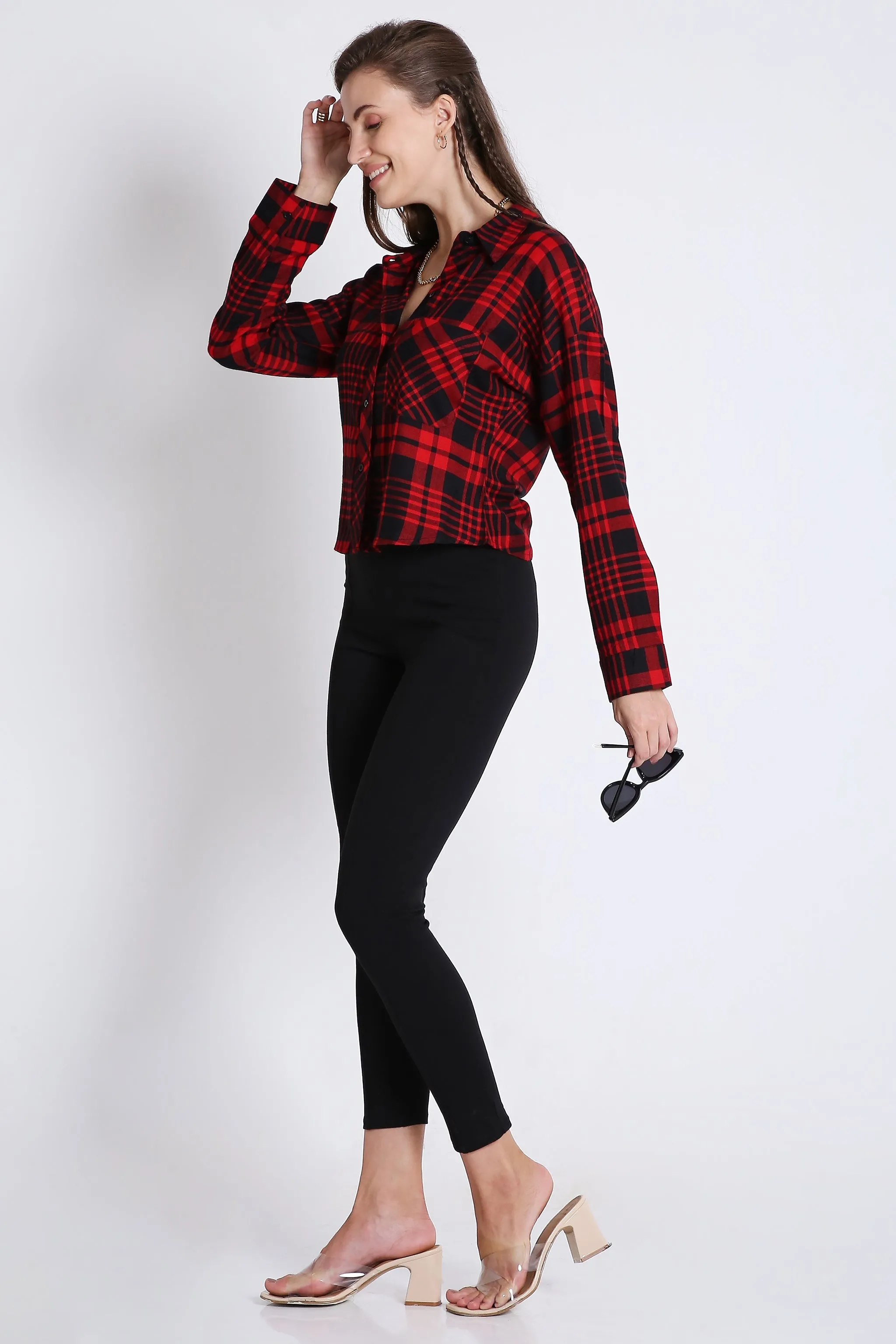 Checks Red Crop Shirt French Theory