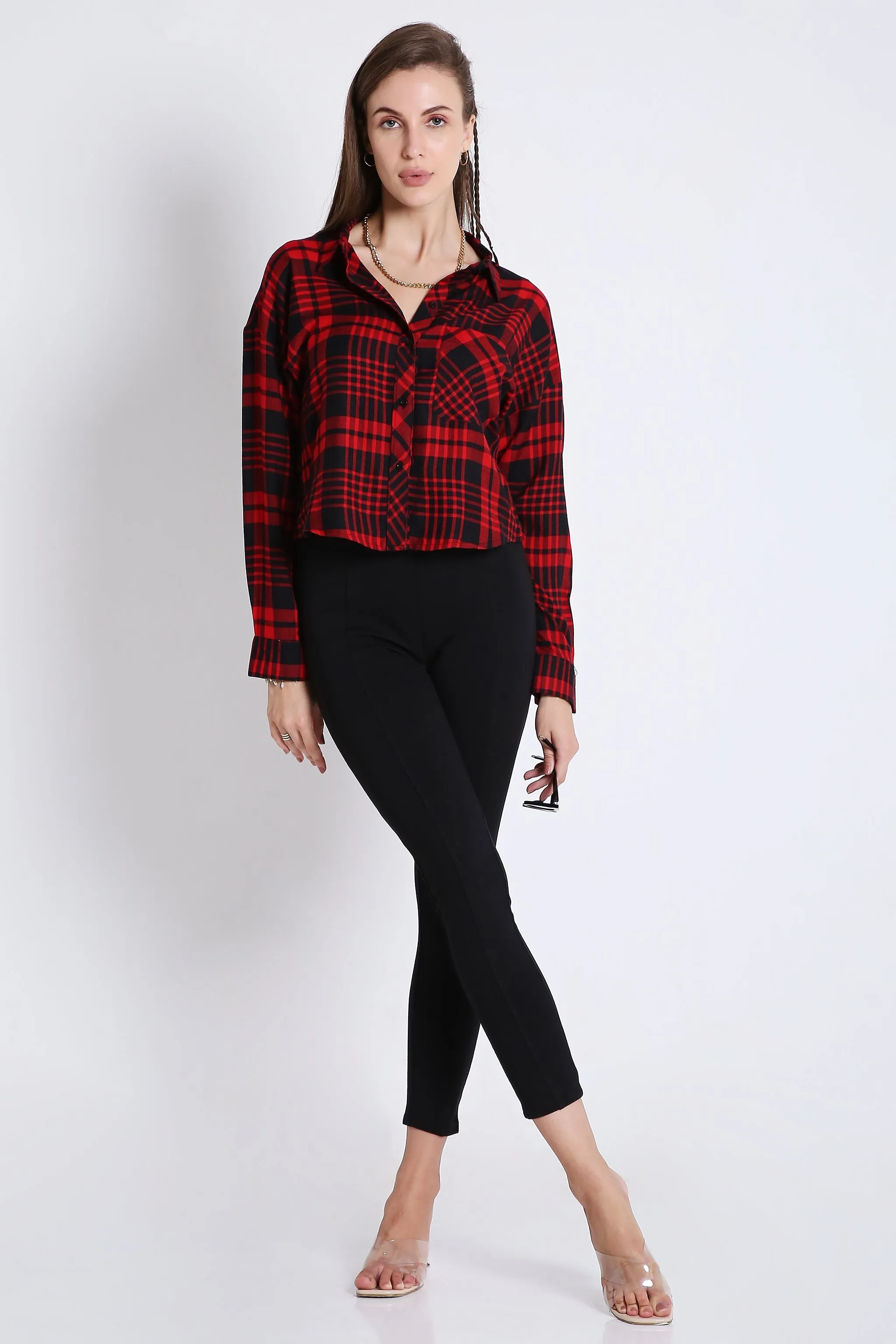 Checks Red Crop Shirt French Theory
