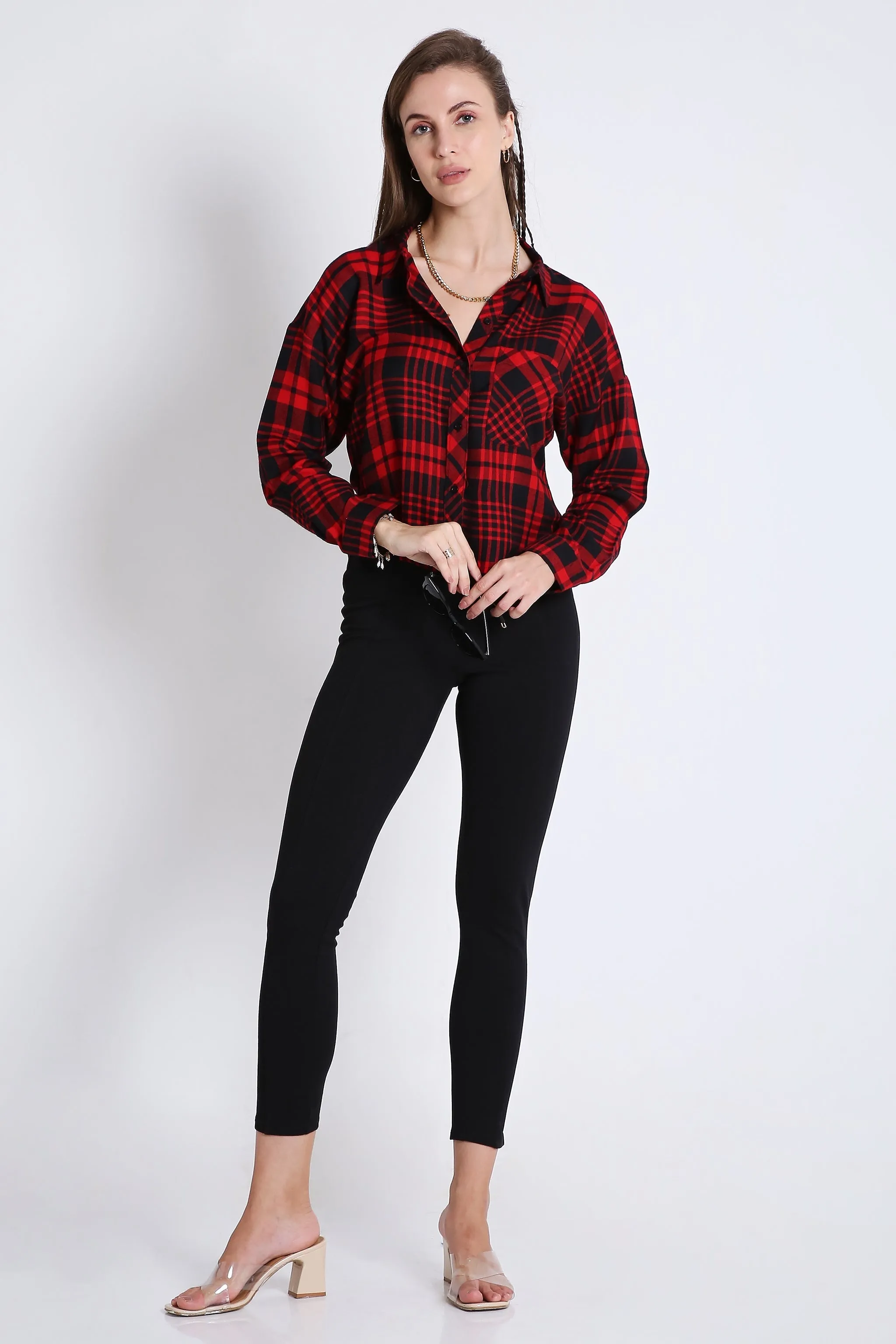 Checks Red Crop Shirt French Theory