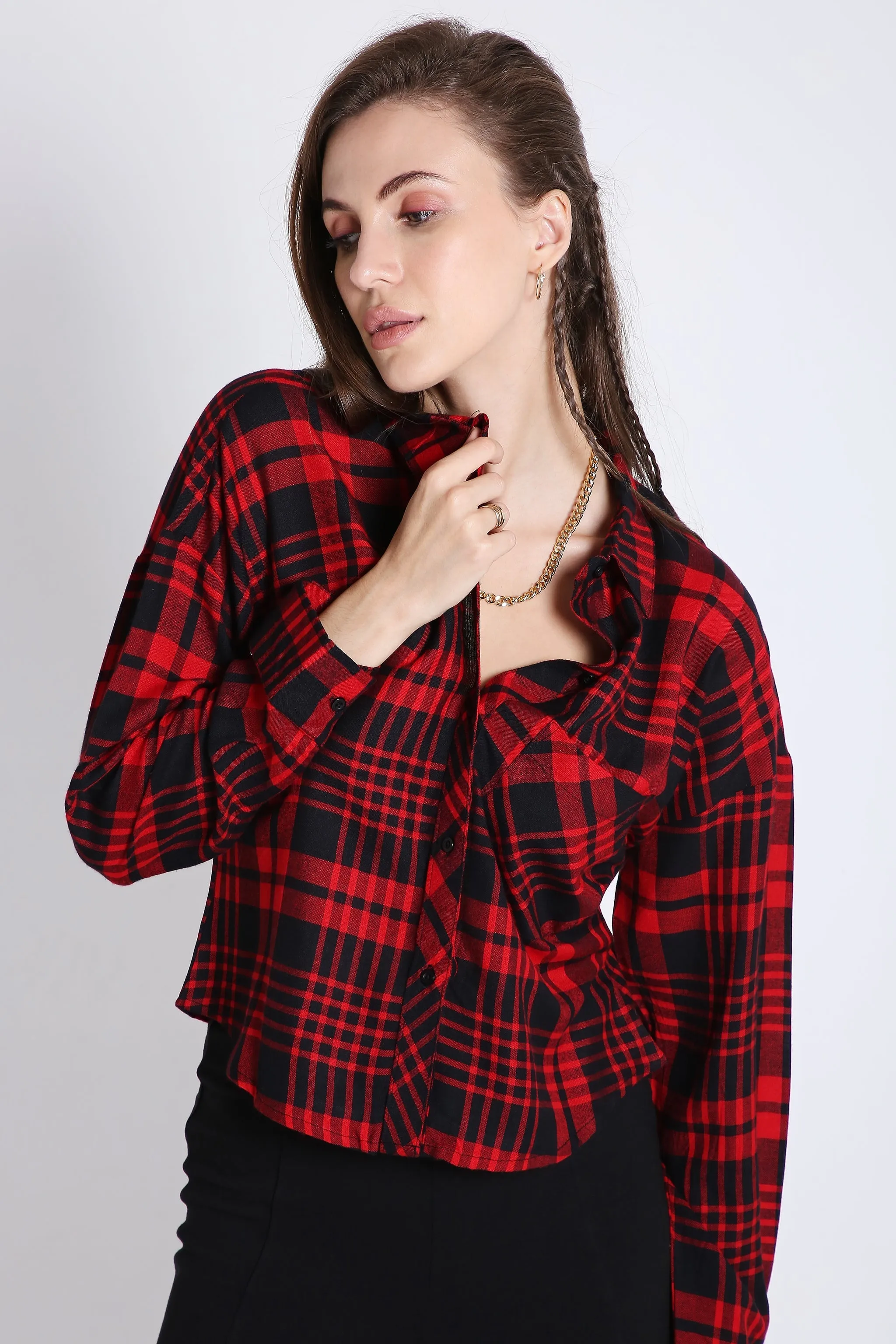 Checks Red Crop Shirt French Theory