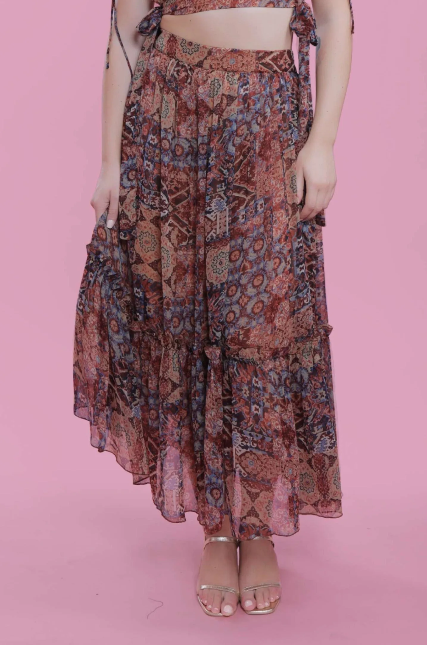 Chiffon Gathered Long Skirt French Theory