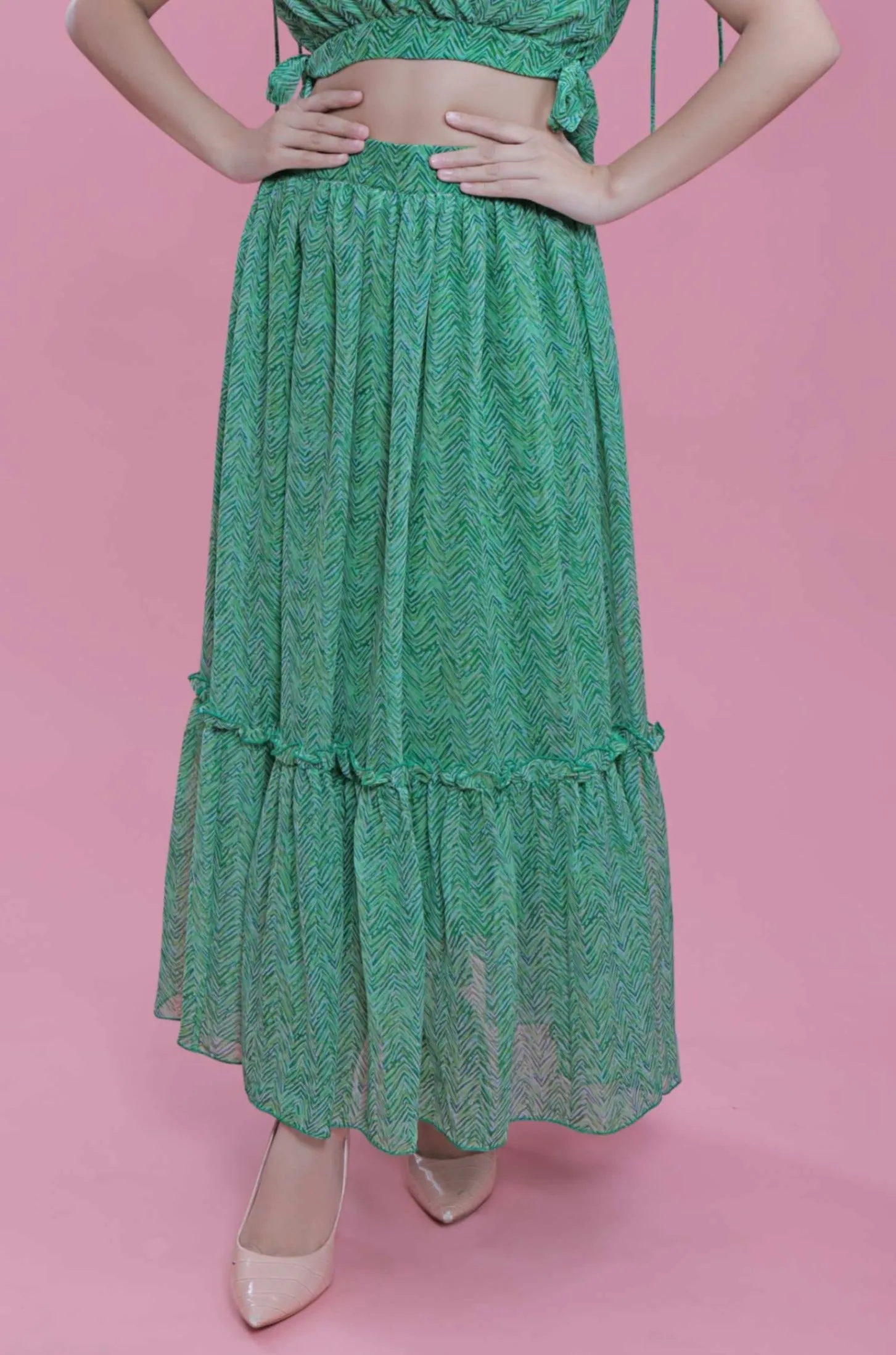 Chiffon Gathered Long Skirt French Theory