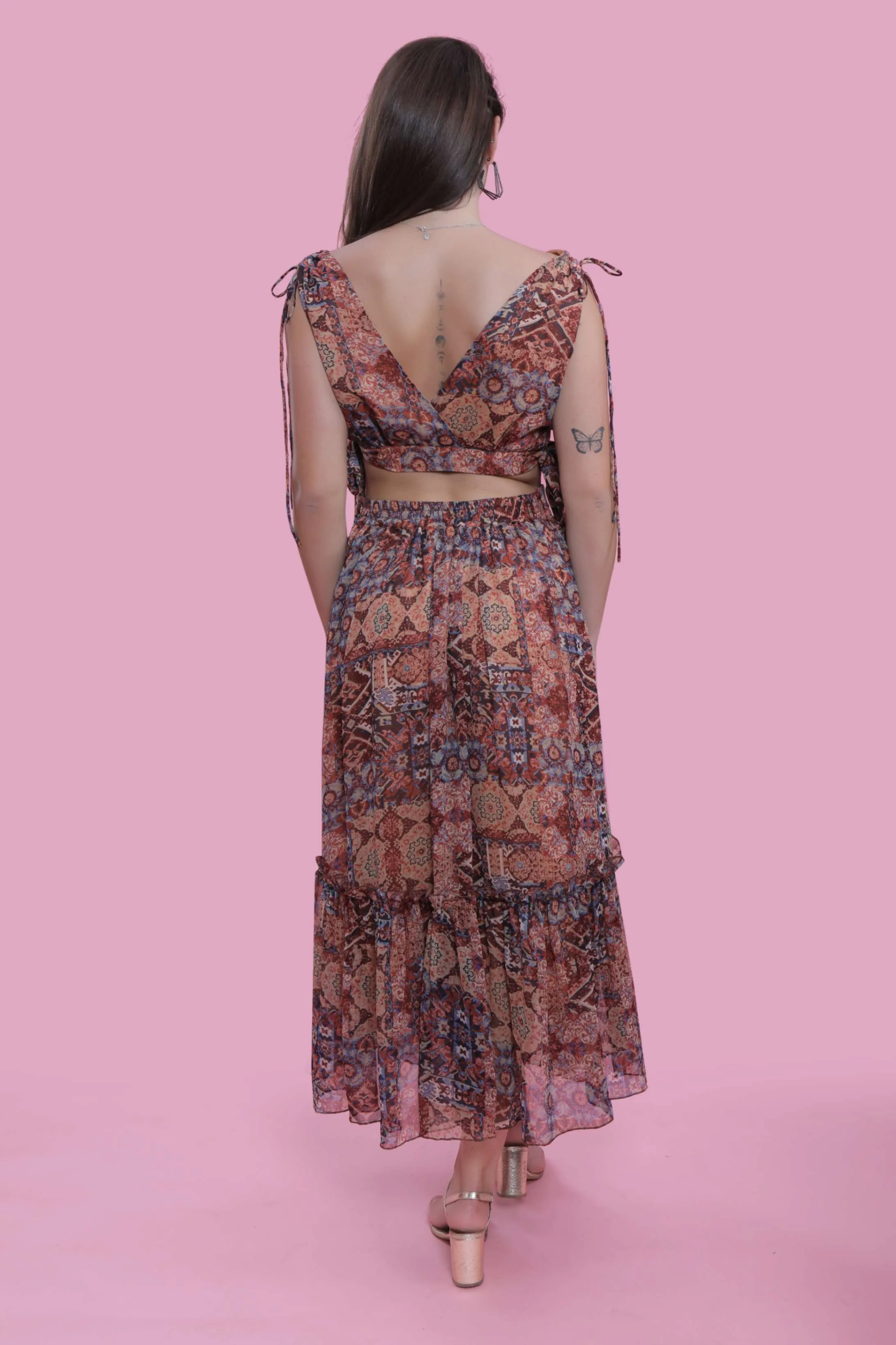 Chiffon Relax Fit Printed Crop Top French Theory