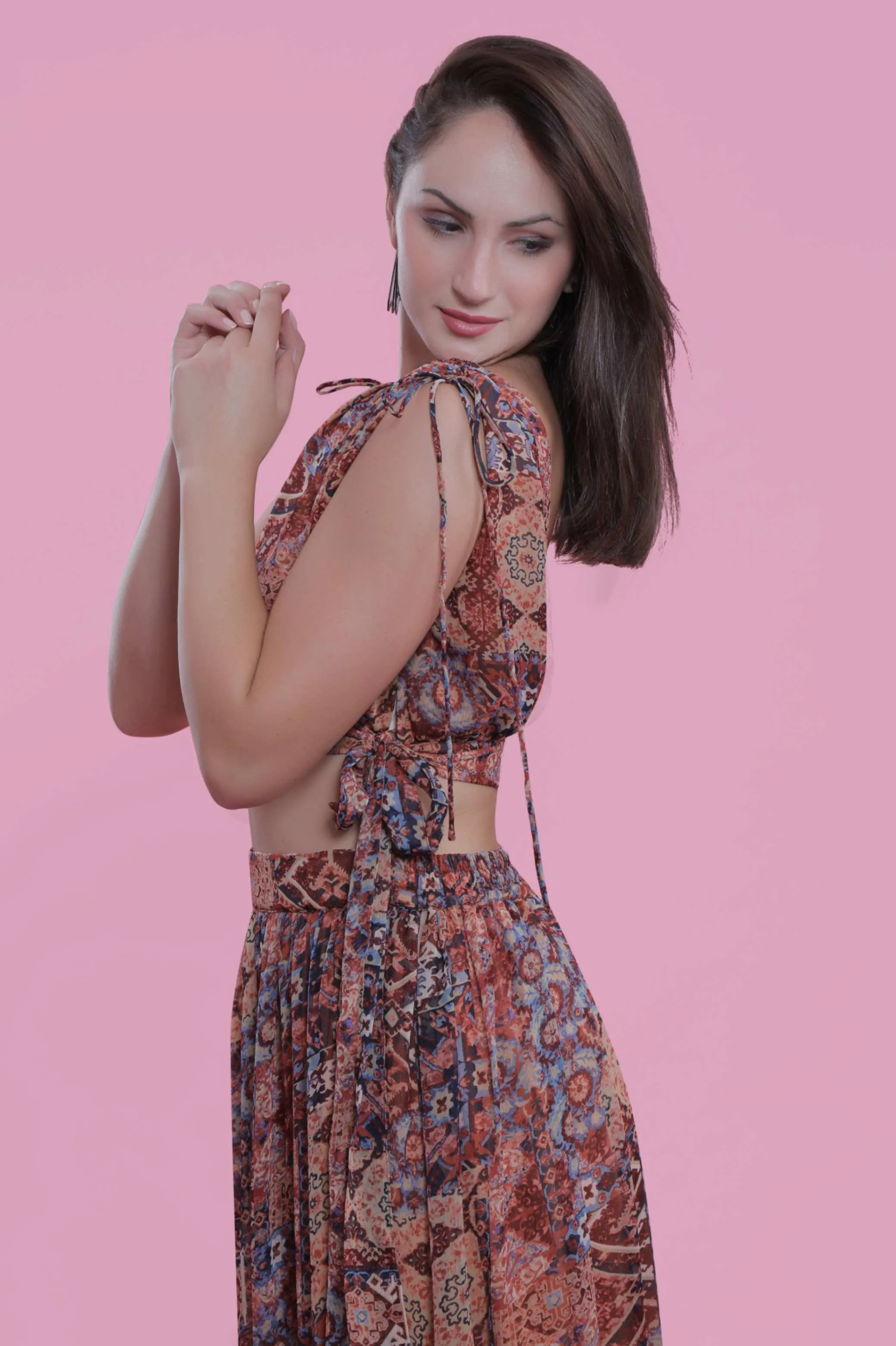 Chiffon Relax Fit Printed Crop Top French Theory