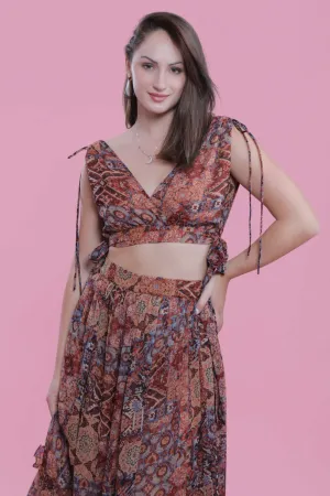 Chiffon Relax Fit Printed Crop Top French Theory