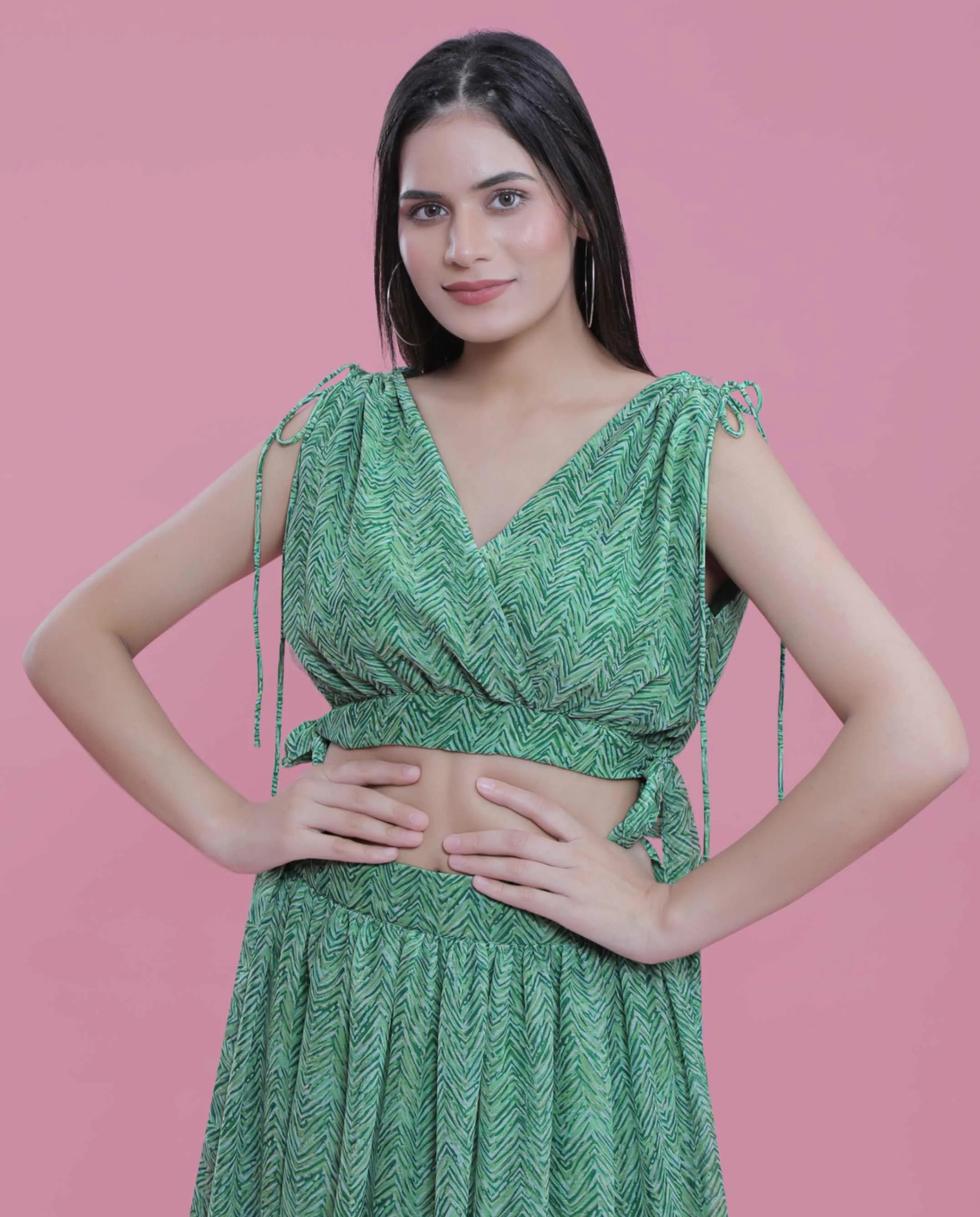 Chiffon Relax Fit Printed Crop Top French Theory