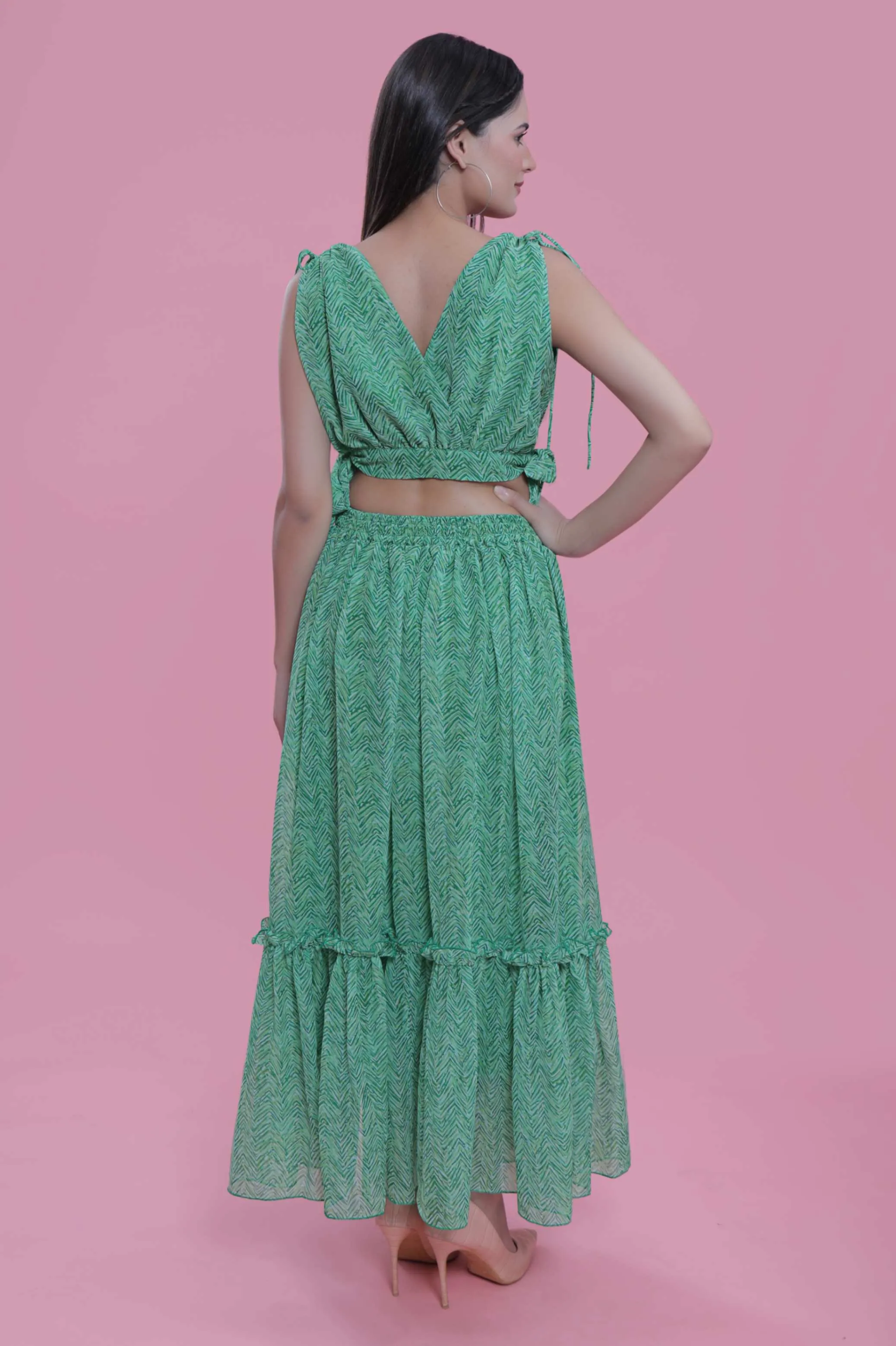 Chiffon Relax Fit Printed Crop Top French Theory