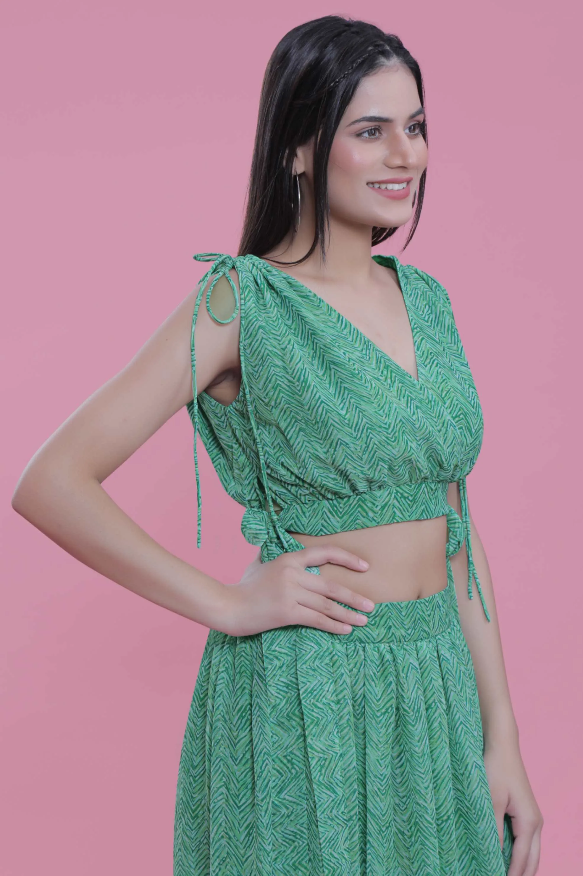 Chiffon Relax Fit Printed Crop Top French Theory