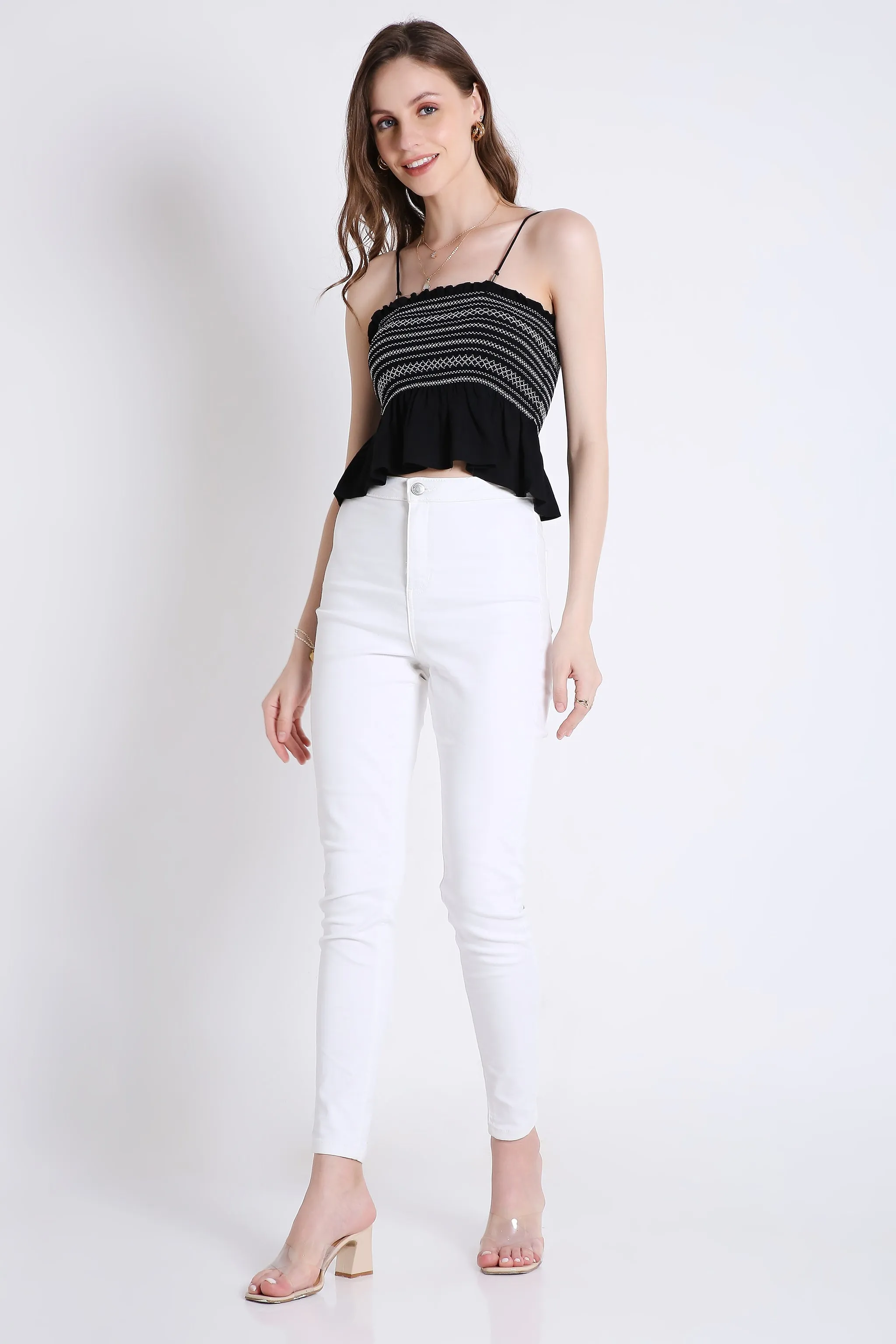 Contrast Sheered Tube Top French Theory