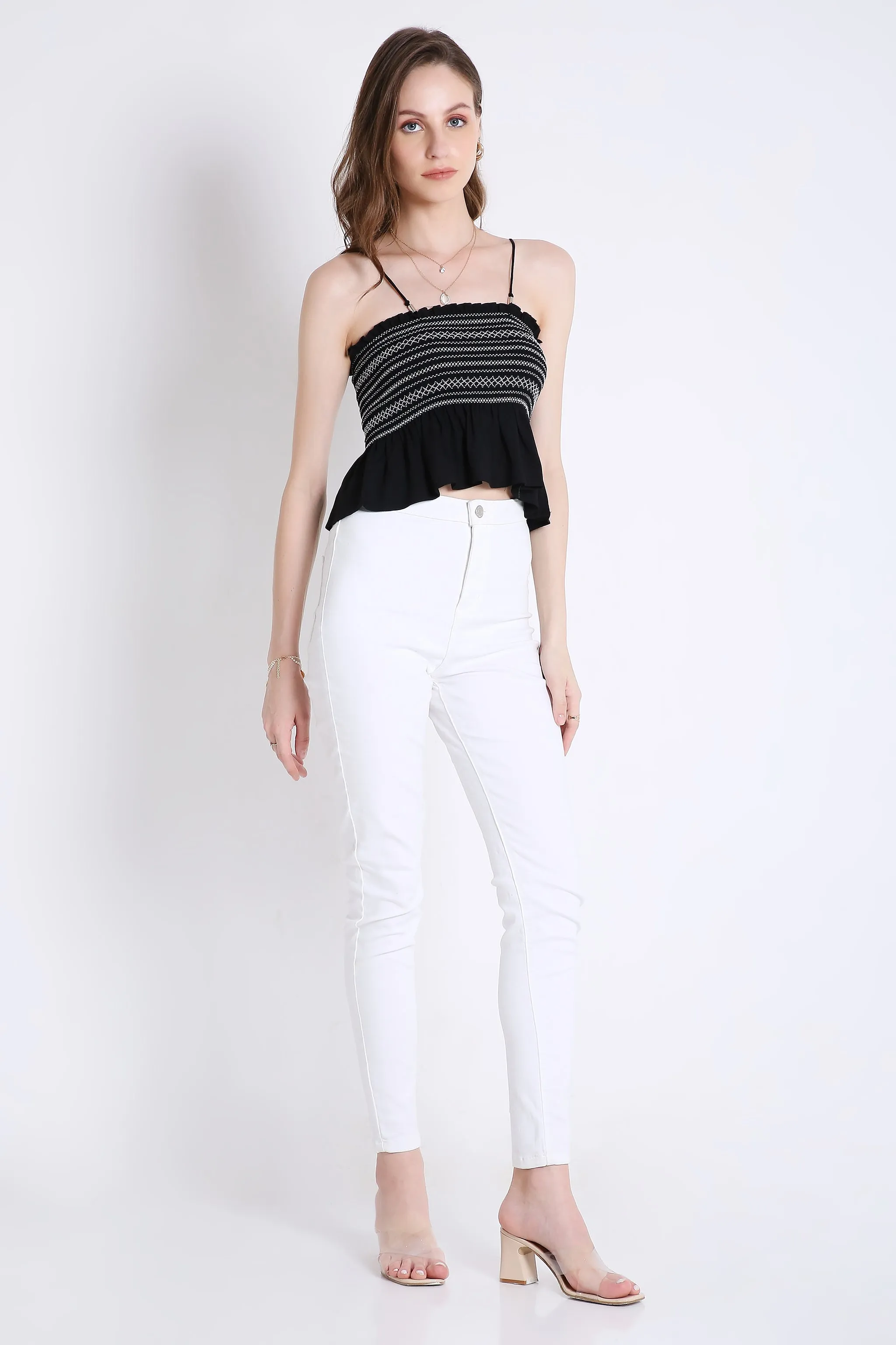 Contrast Sheered Tube Top French Theory