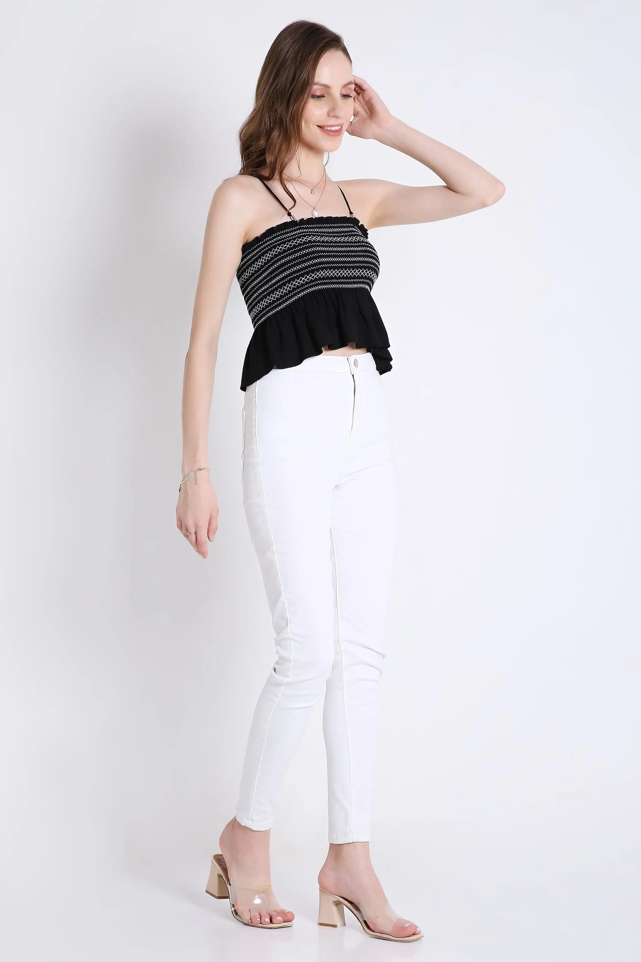 Contrast Sheered Tube Top French Theory