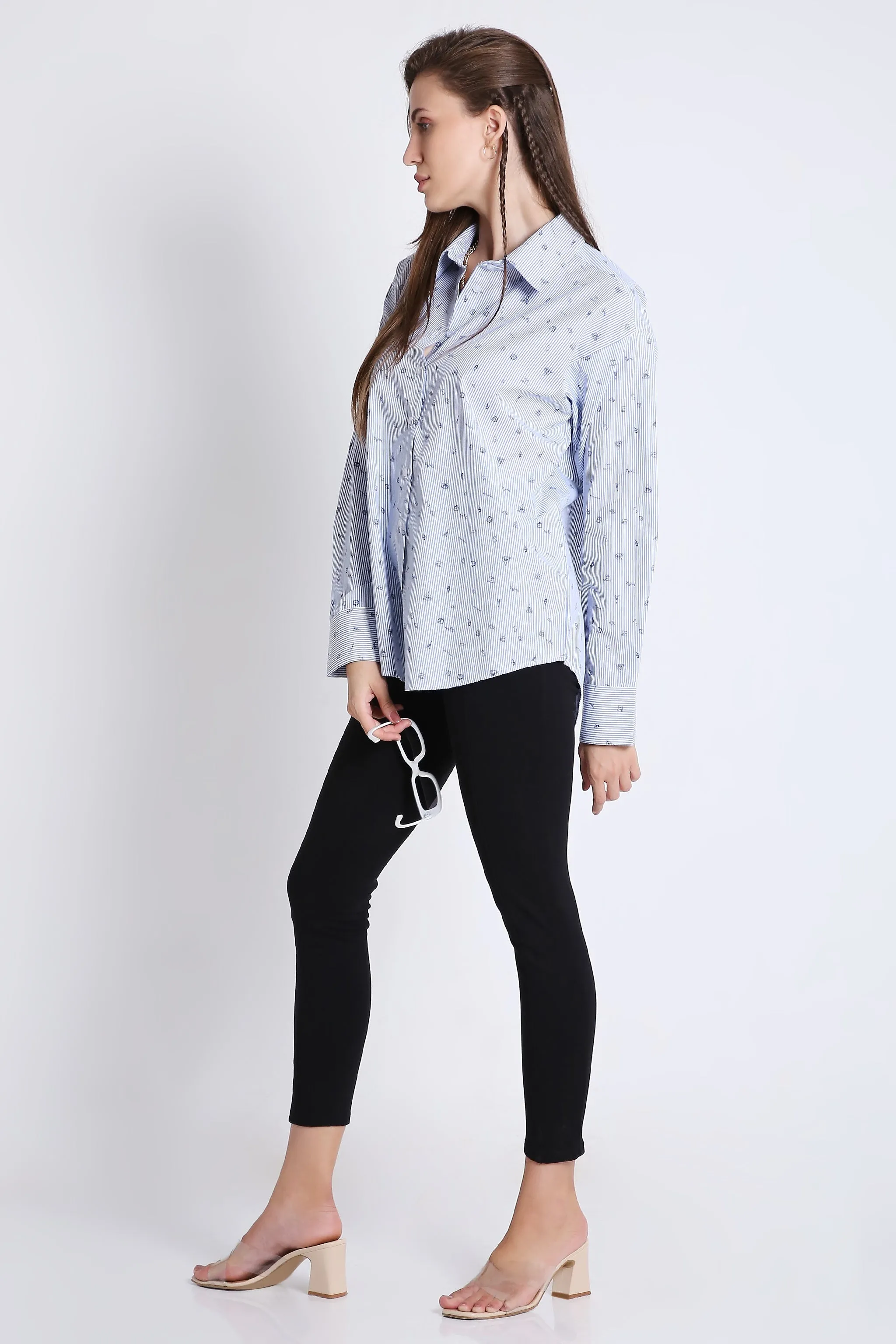Cotton Blend Printed Oversized Shirt French Theory