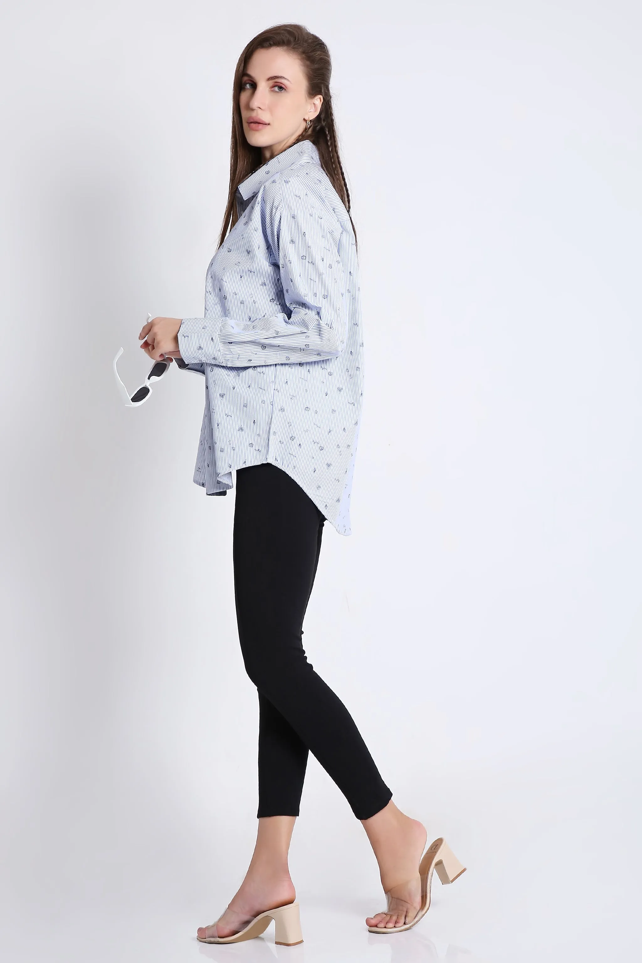Cotton Blend Printed Oversized Shirt French Theory