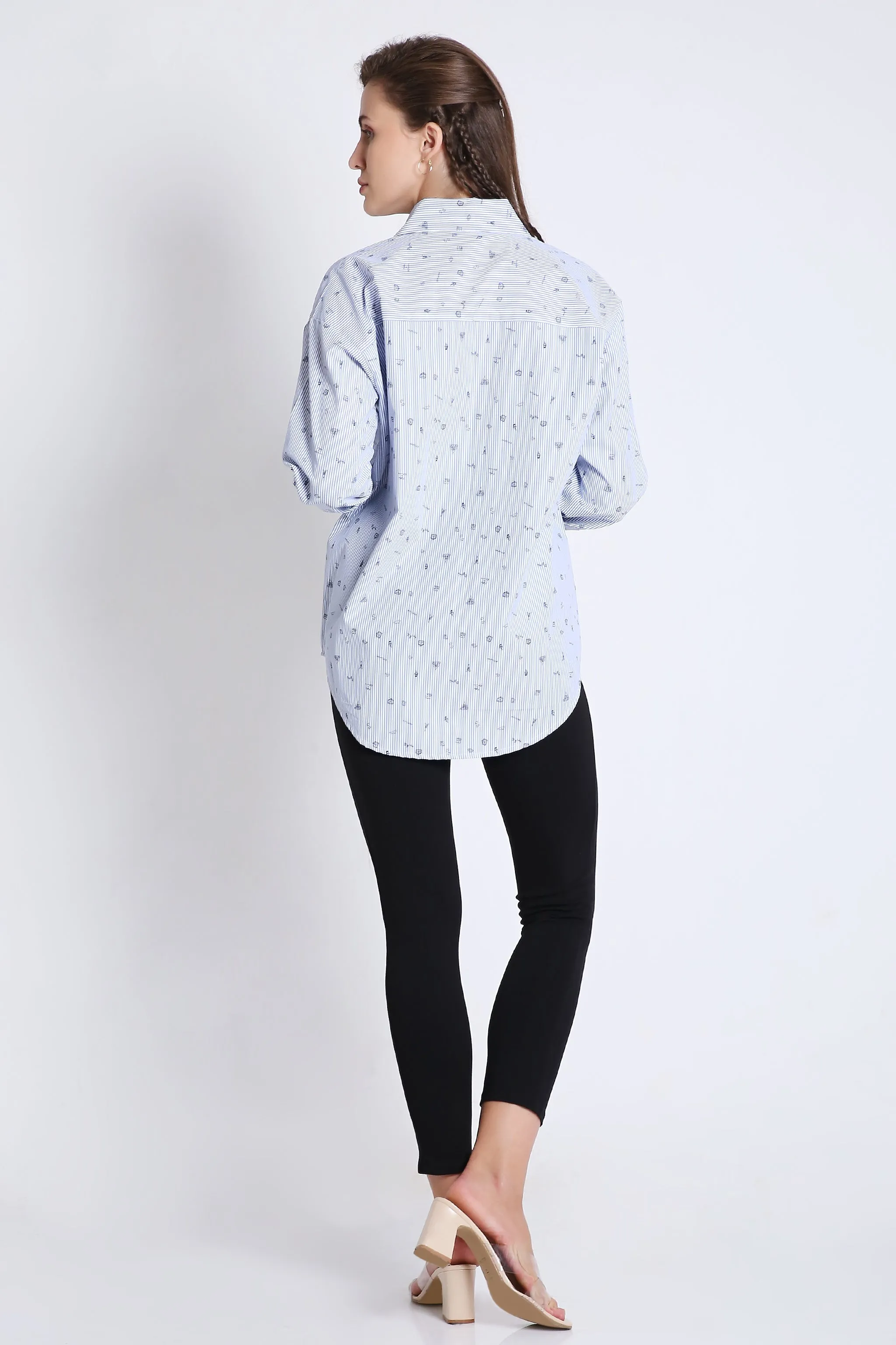 Cotton Blend Printed Oversized Shirt French Theory