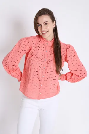 Cotton Long Sleeve Schiffli Shirt French Theory